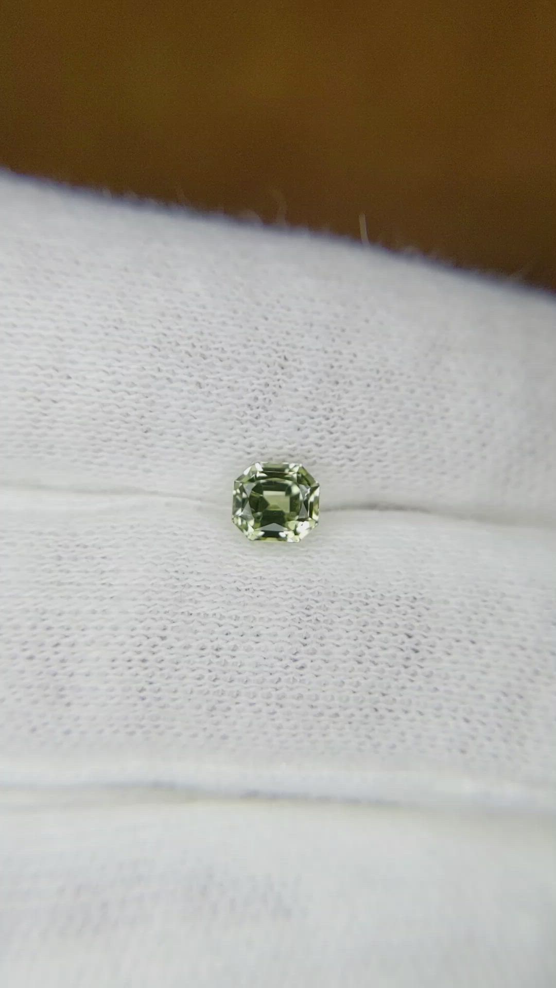 0.70 Ct. Yellowish Green Sapphire from Montana Size Video
