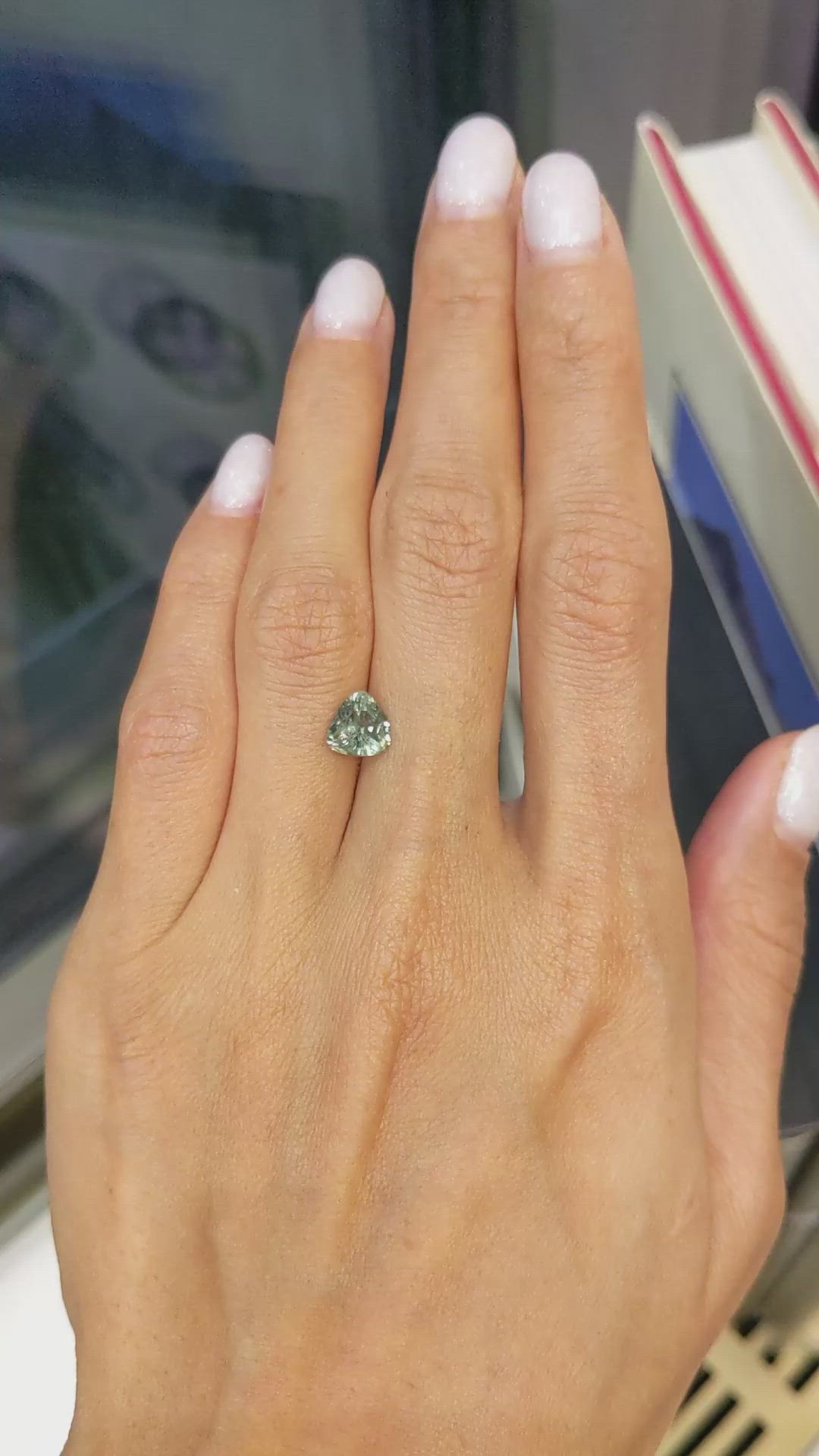 1.49 Ct. Bluish Green Sapphire from Montana Size Video