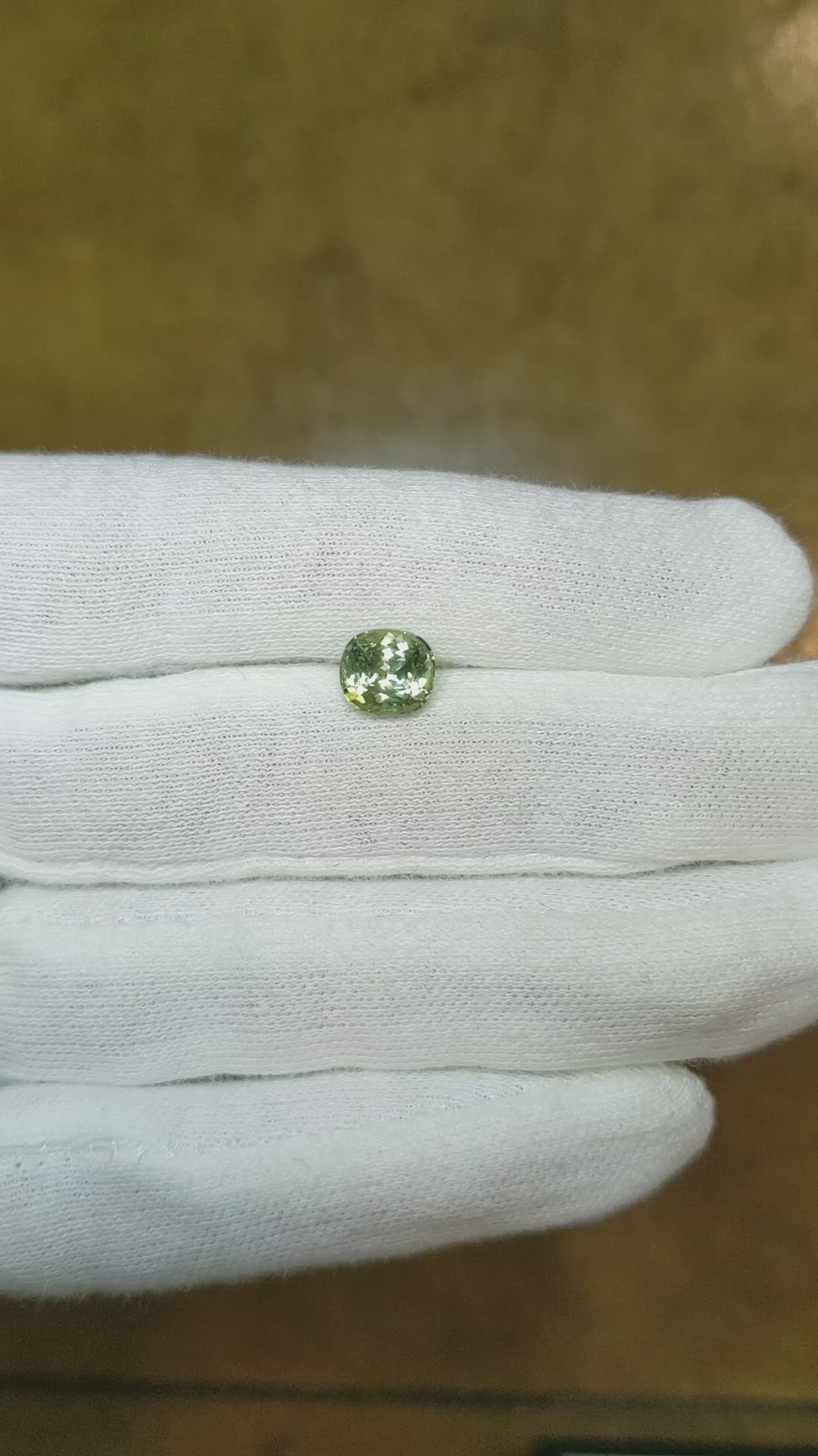 1.74 Ct. Yellowish Green Sapphire from Montana Size Video