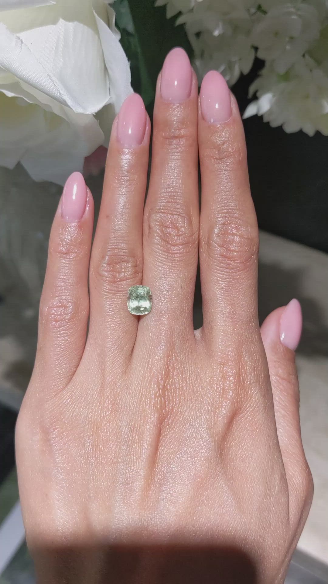 2.88 Ct. Yellowish Green Sapphire from Montana Size Video
