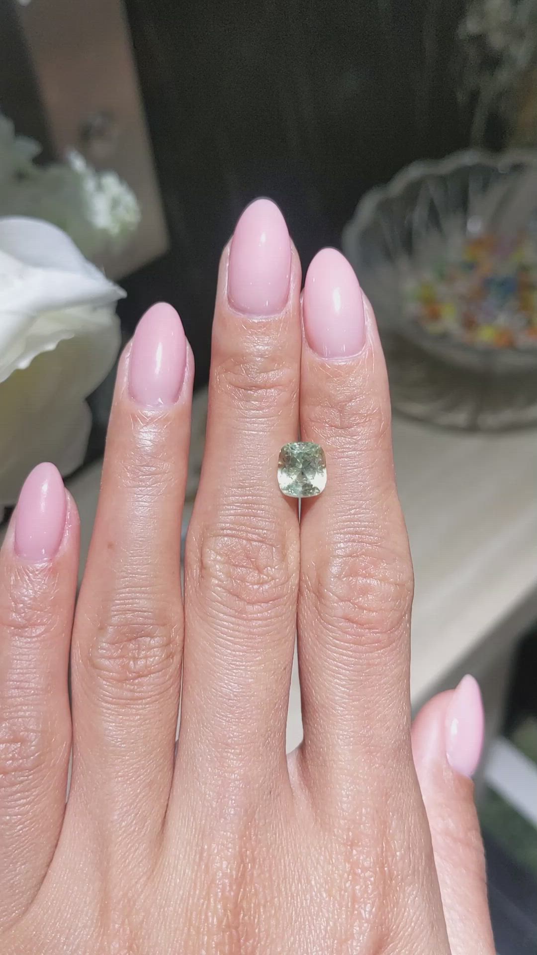 2.88 Ct. Yellowish Green Sapphire from Montana Size Video