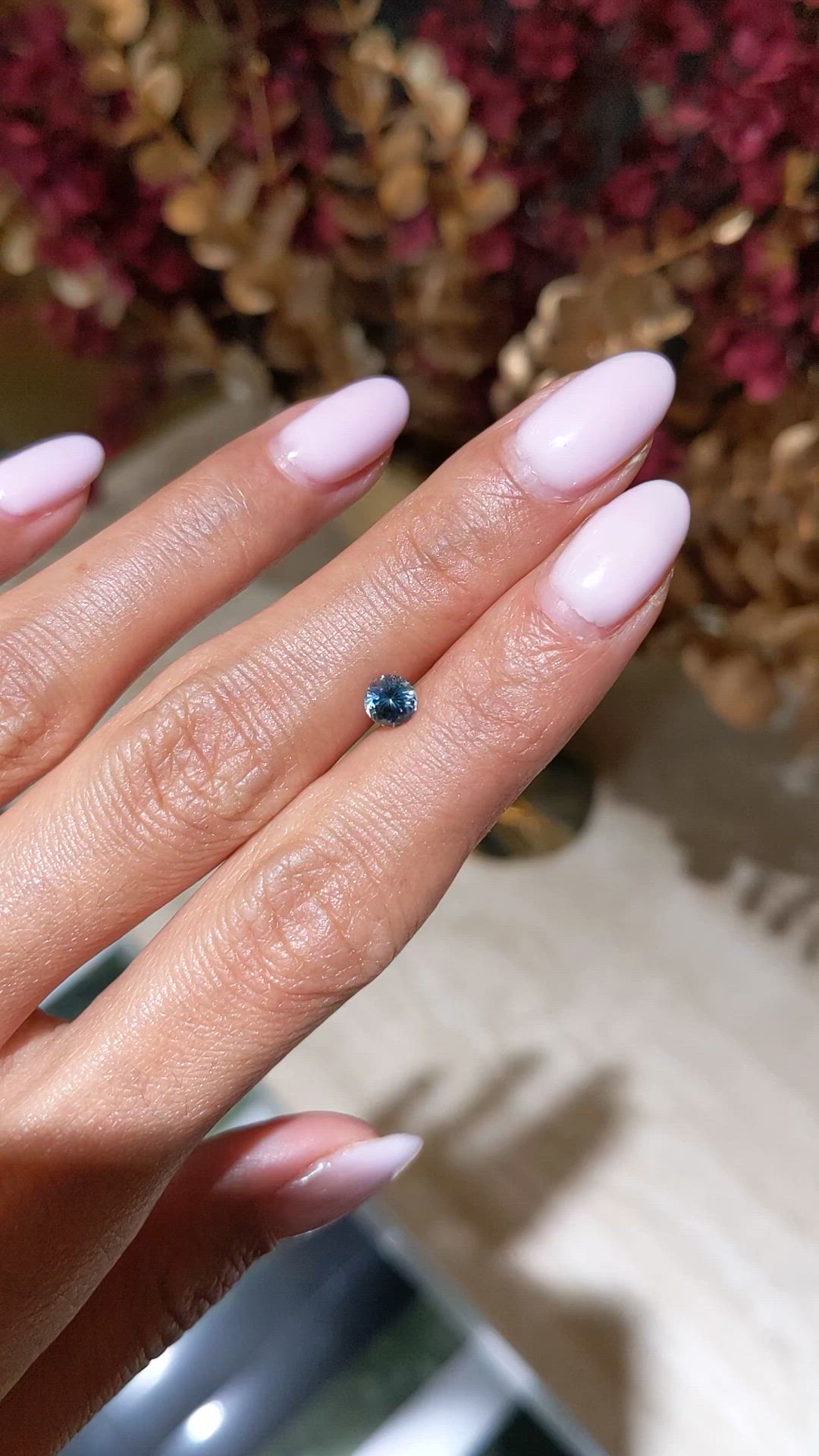 0.61 Ct. Greenish Blue Sapphire from Montana Size Video