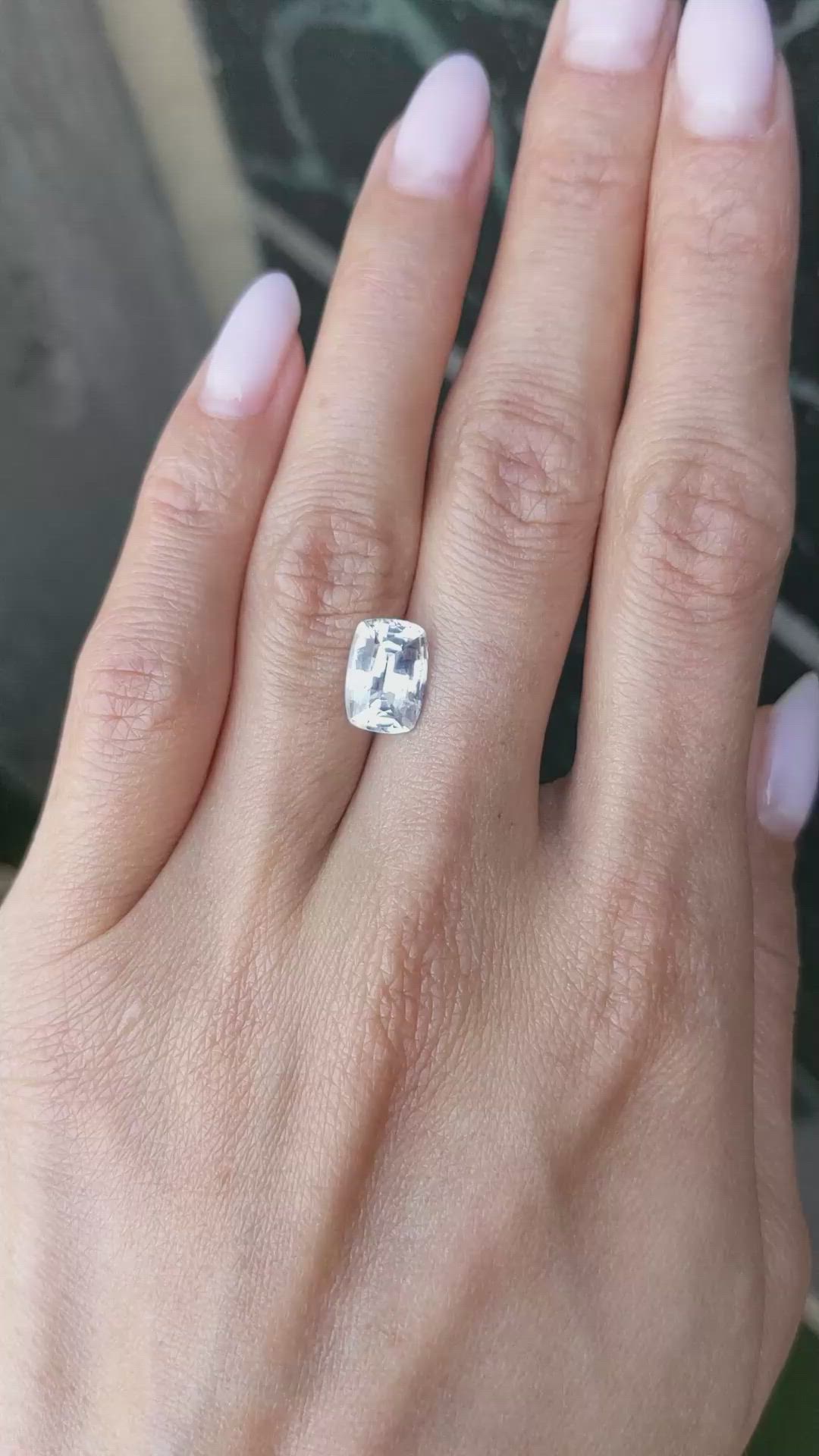 3.29 Ct. White Sapphire from Ceylon (Sri Lanka) Size Video