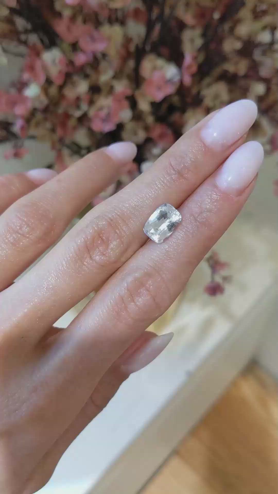 3.29 Ct. White Sapphire from Ceylon (Sri Lanka) Size Video