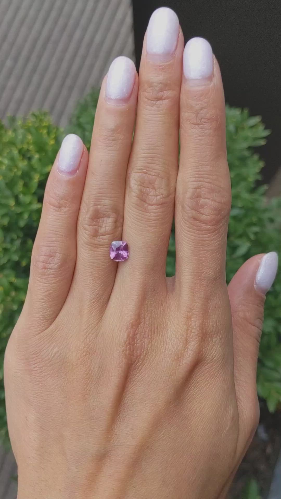 1.37 Ct. Pinkish Purple Sapphire from Ceylon (Sri Lanka) Size Video