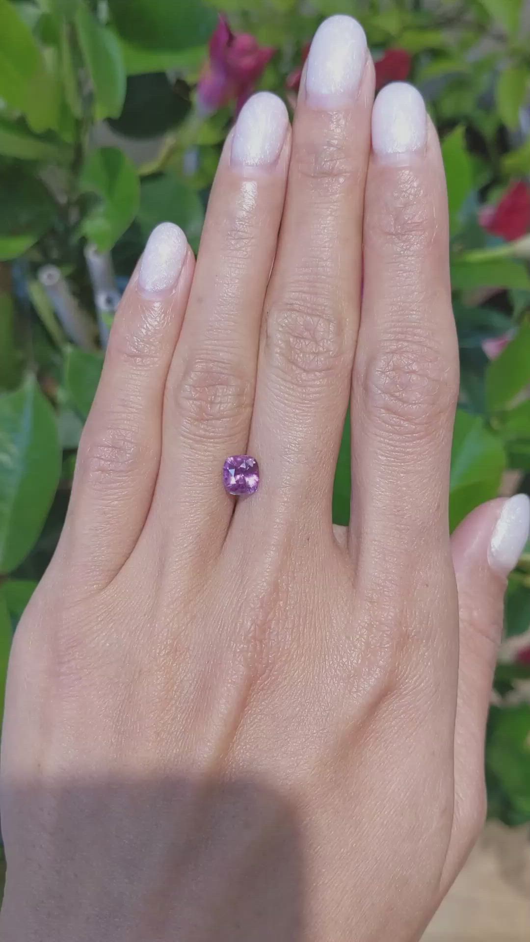 1.37 Ct. Pinkish Purple Sapphire from Ceylon (Sri Lanka) Size Video