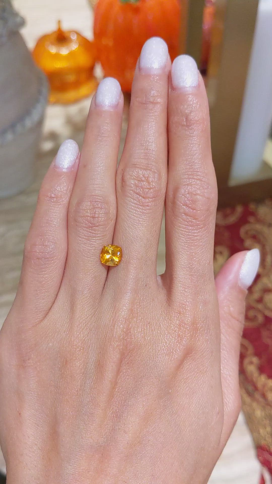 1.65 Ct. Orange Sapphire from Ceylon (Sri Lanka) Size Video