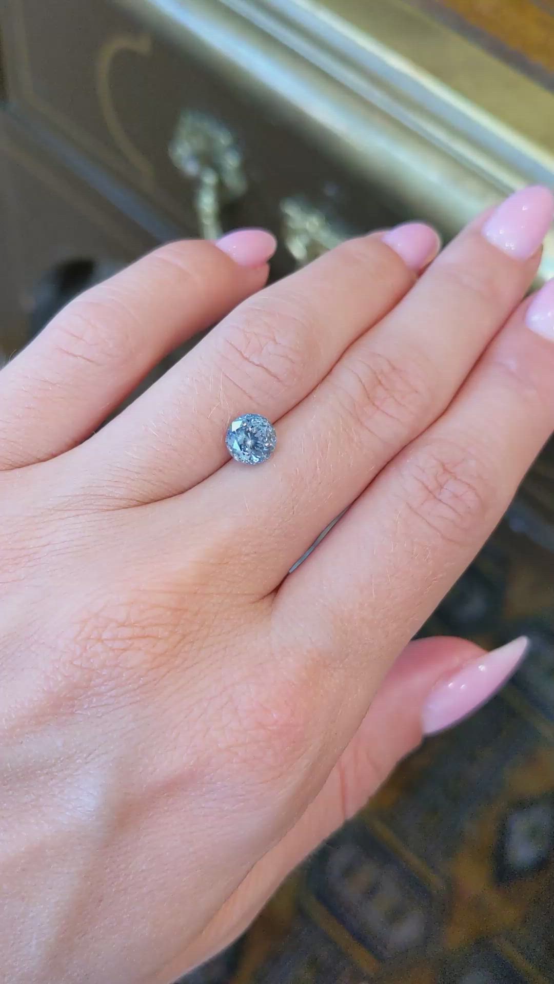 1.53 Ct. Bluish Green Sapphire from Montana Size Video