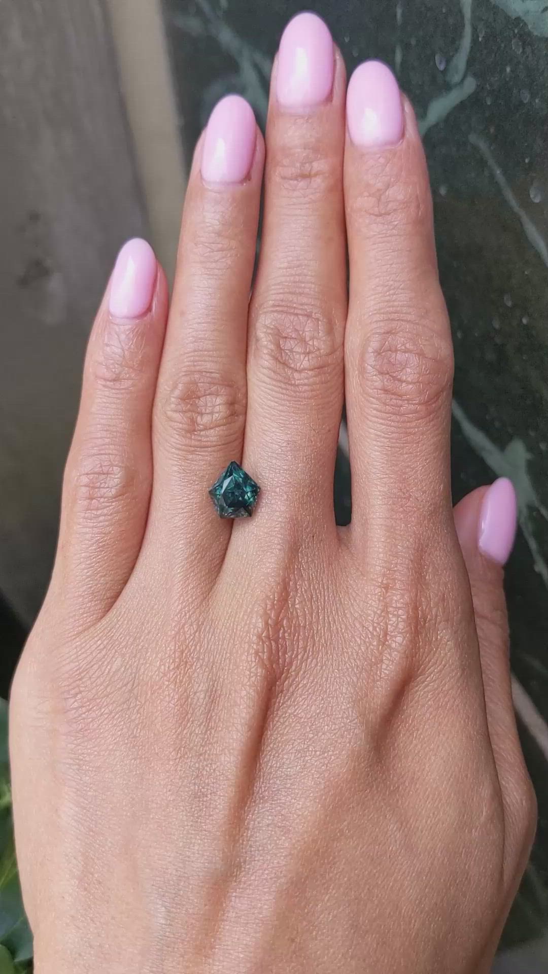 3.44 Ct. Bluish Green Sapphire from Montana Size Video