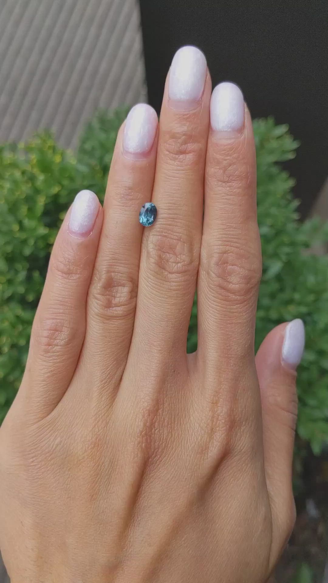 1.03 Ct. Bluish Green Sapphire from Montana Size Video