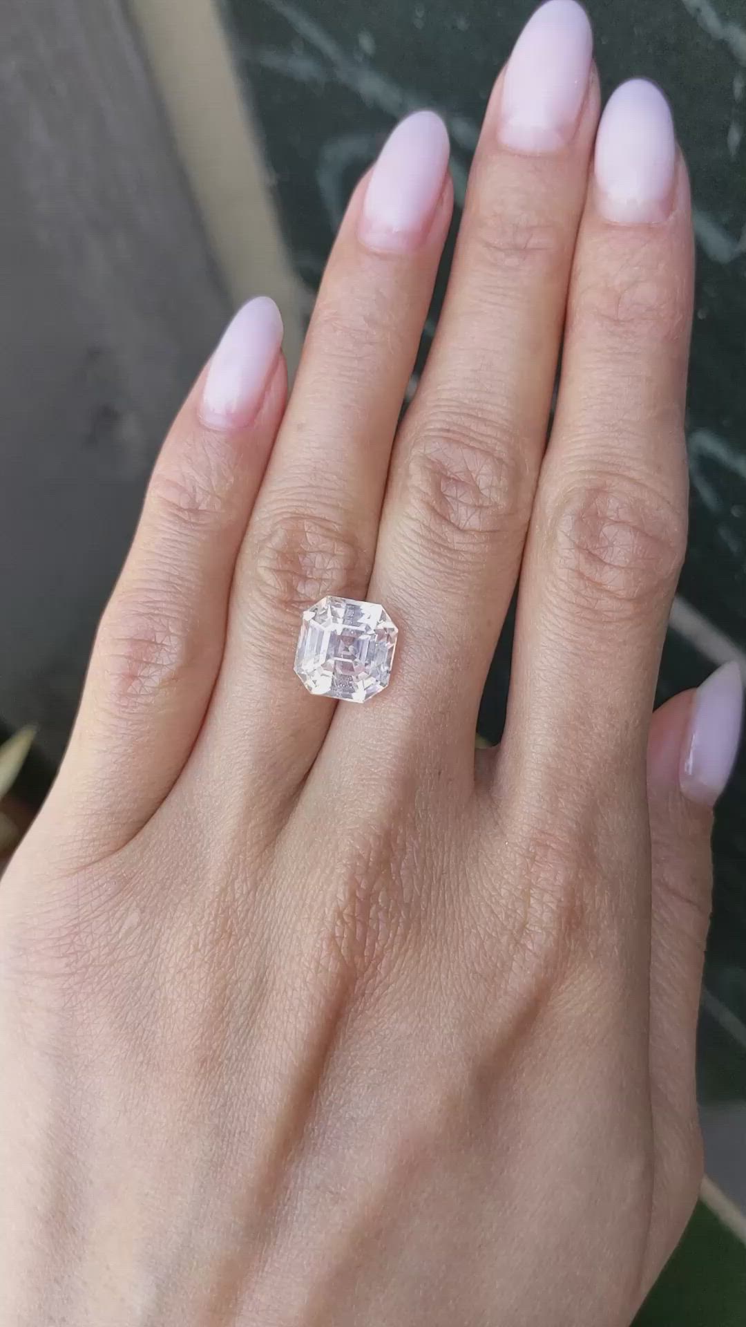 8.27 Ct. Peach Sapphire from Ceylon (Sri Lanka) Size Video