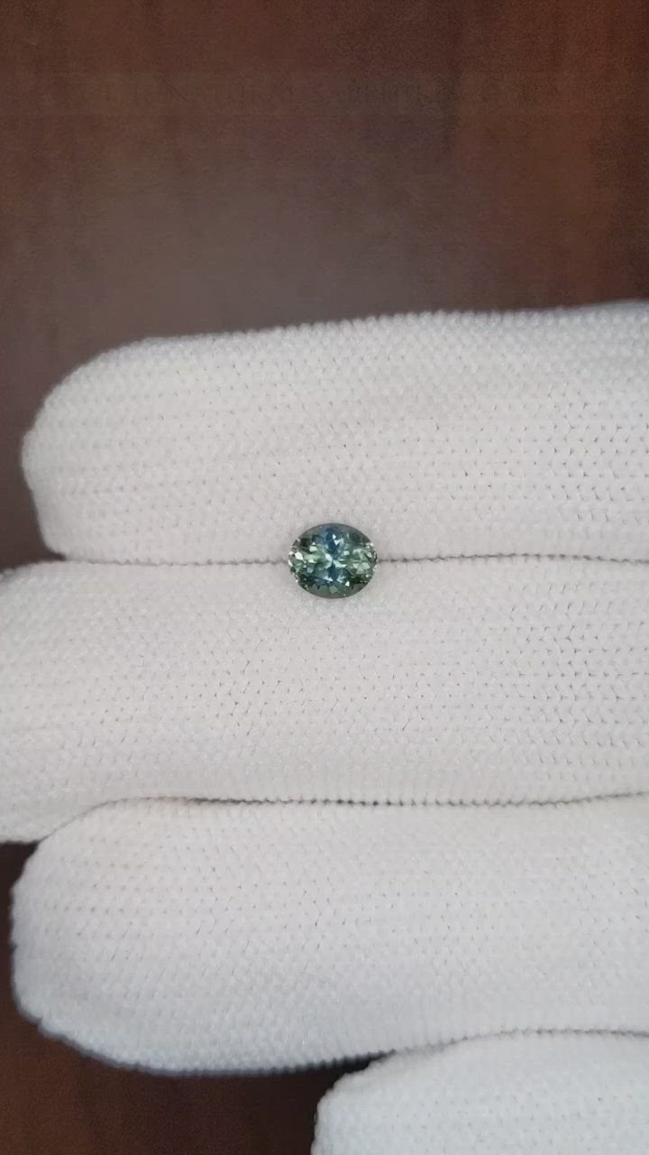 0.80 Ct. Bluish Green Sapphire from Montana Size Video
