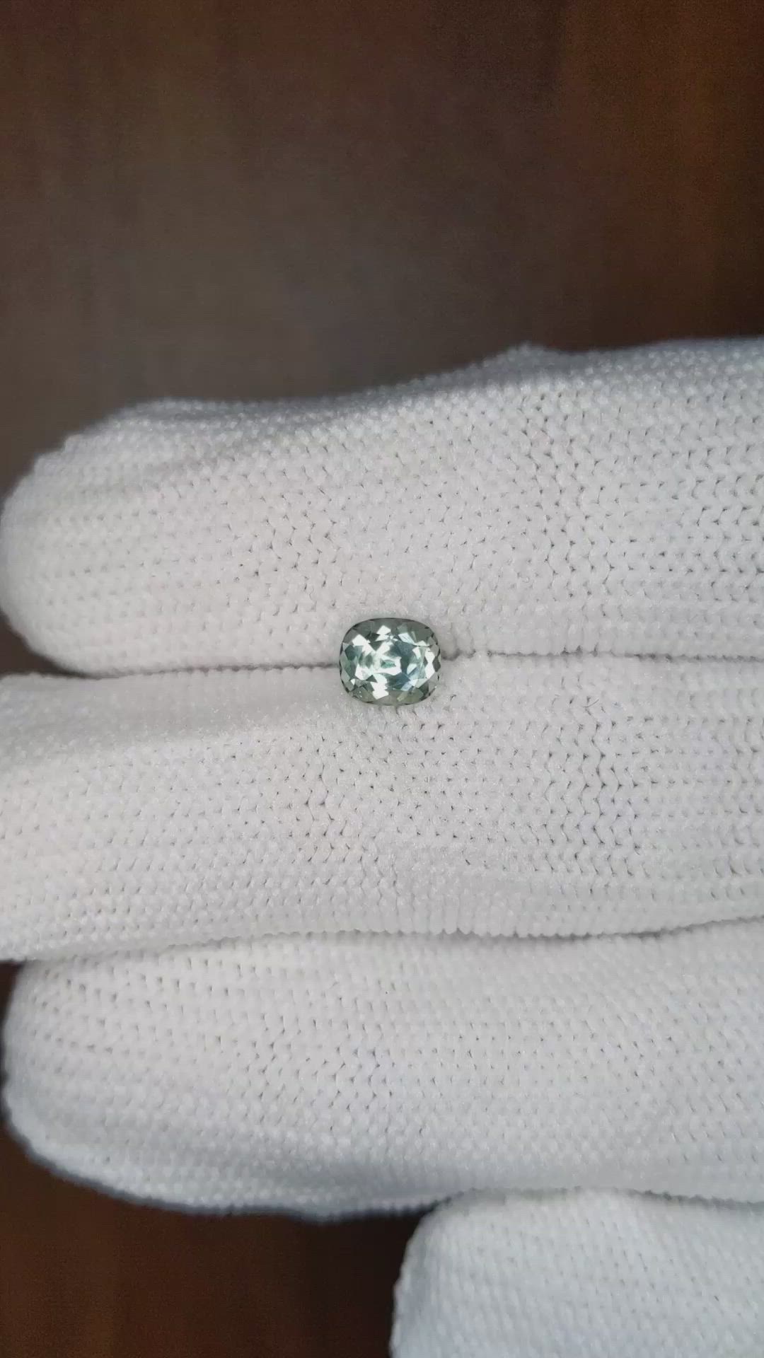0.87 Ct. Bluish Green Sapphire from Montana Size Video