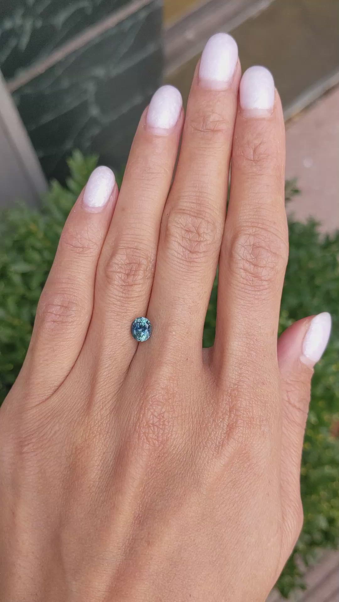 1.06 Ct. Greenish Blue Sapphire from Montana Size Video