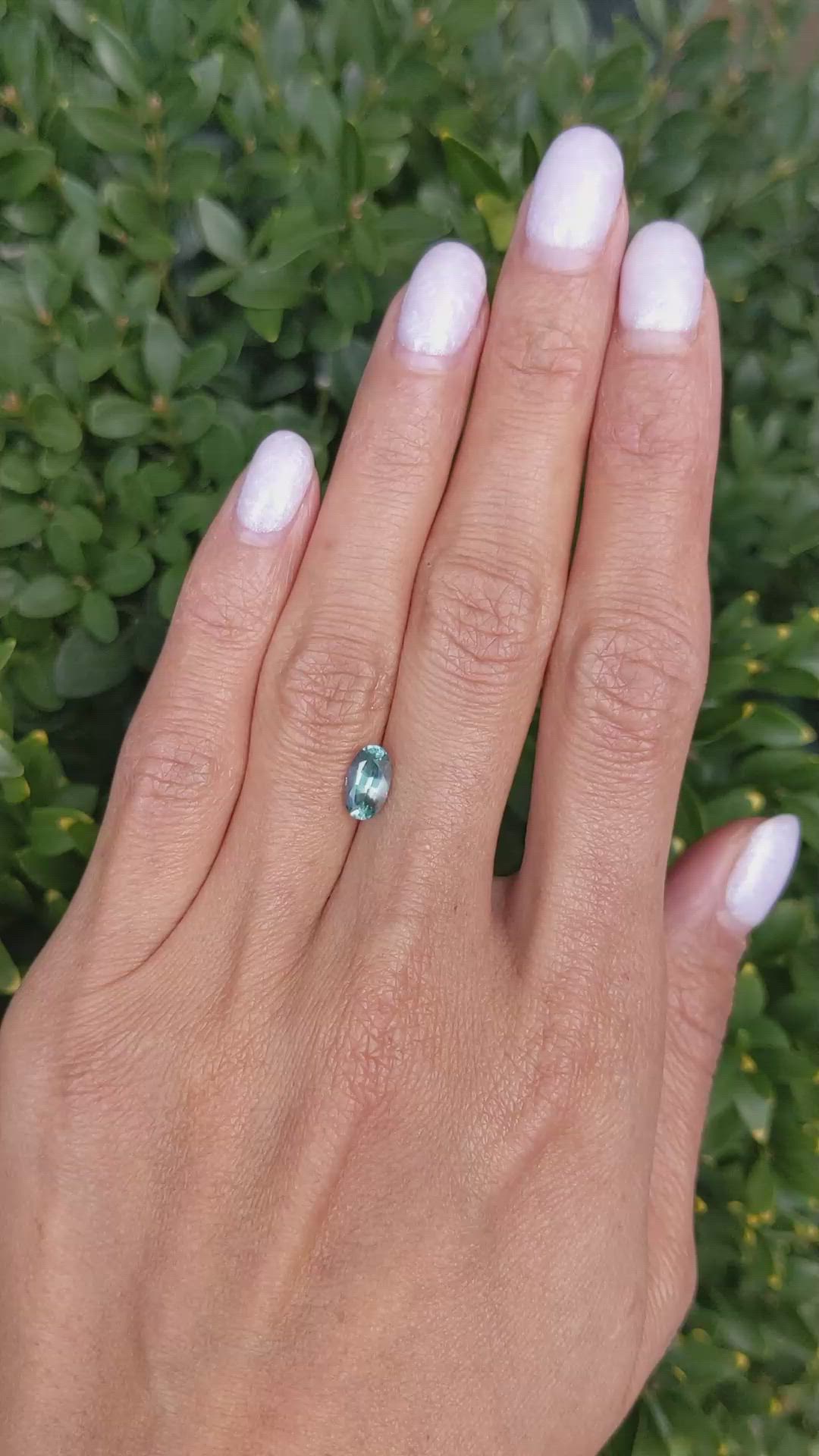 1.39 Ct. Bluish Green Sapphire from Montana Size Video