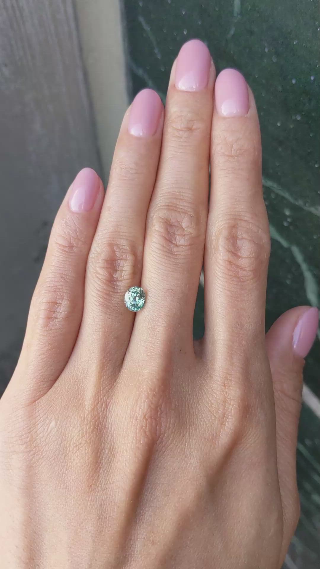 1.06 Ct. Bluish Green Sapphire from Montana Size Video