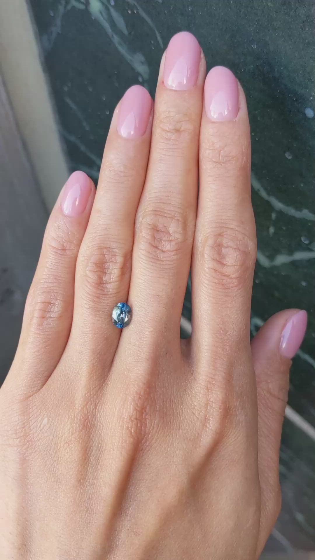 1.11 Ct. Greenish Blue Sapphire from Montana Size Video