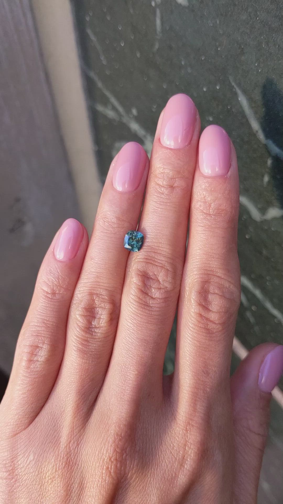 1.15 Ct. Greenish Blue Sapphire from Montana Size Video