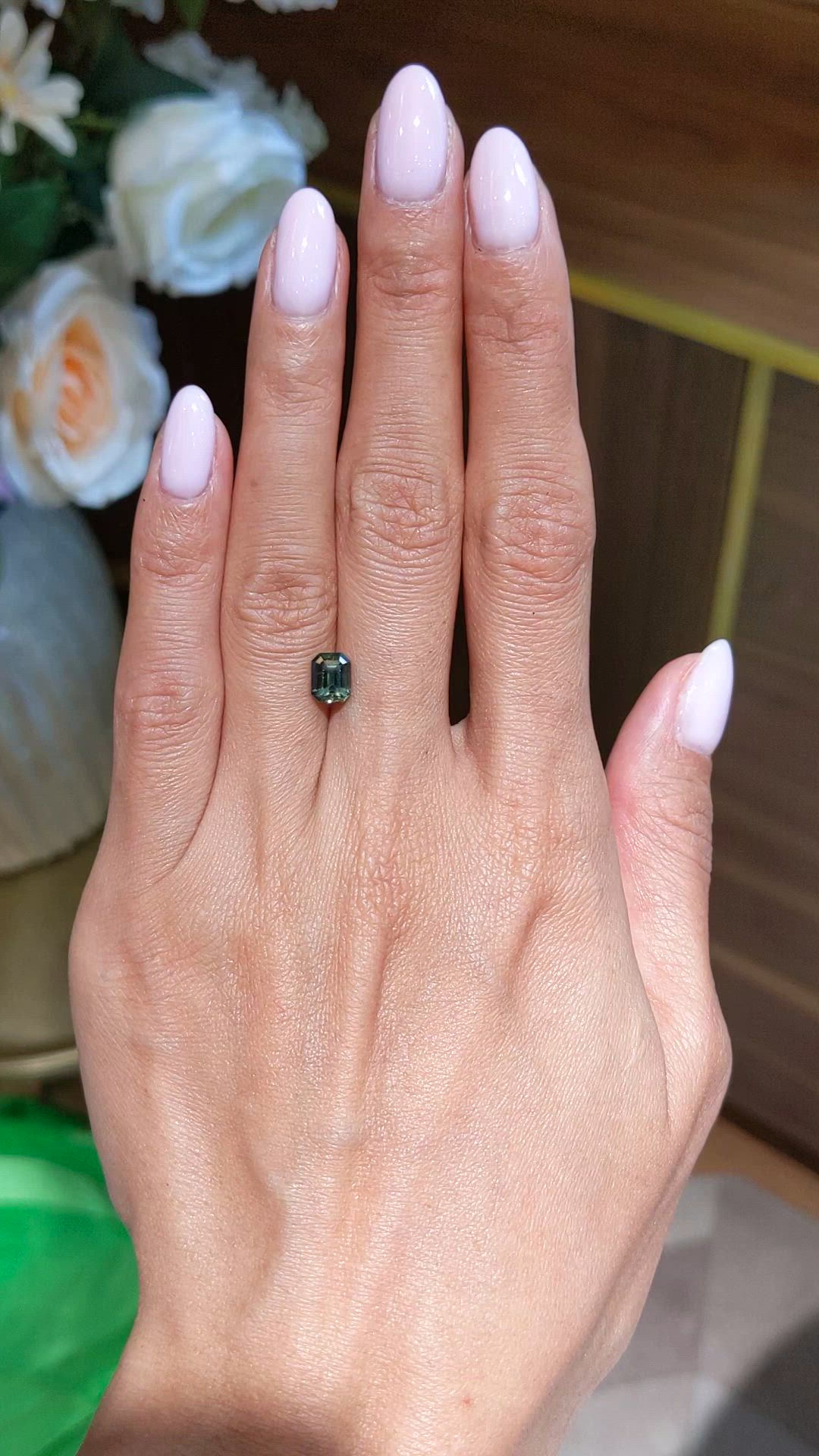 1.40 Ct. Bluish Green Sapphire from Ceylon (Sri Lanka) Size Video