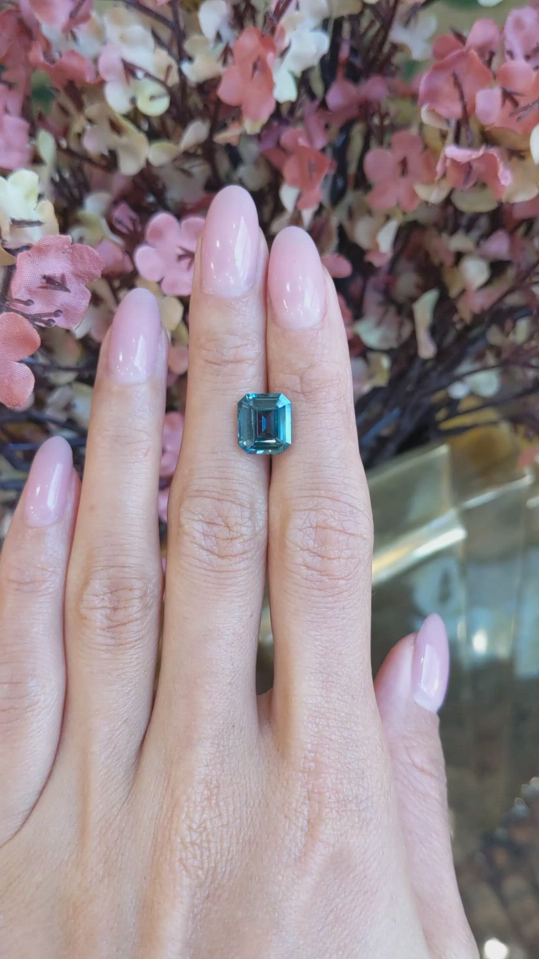 5.03 Ct. Bluish Green Sapphire from Madagascar Size Video