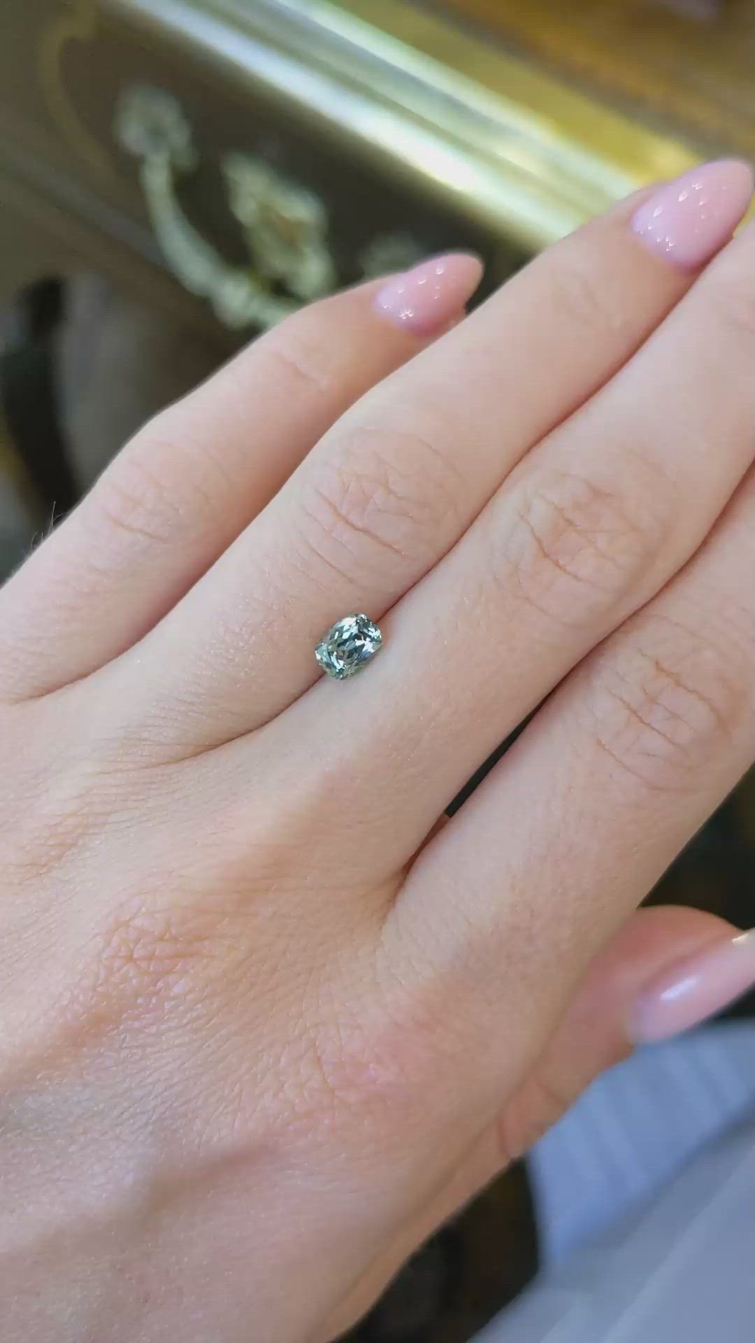 0.69 Ct. Green Sapphire from Montana Size Video