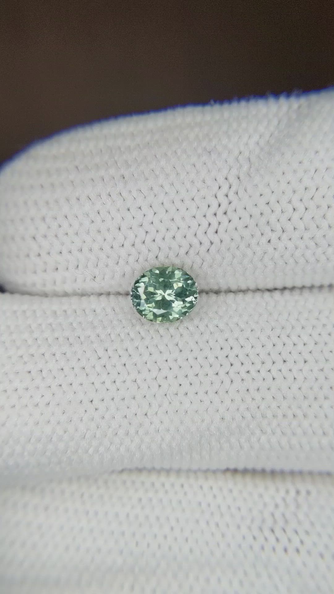 0.71 Ct. Bluish Green Sapphire from Montana Size Video