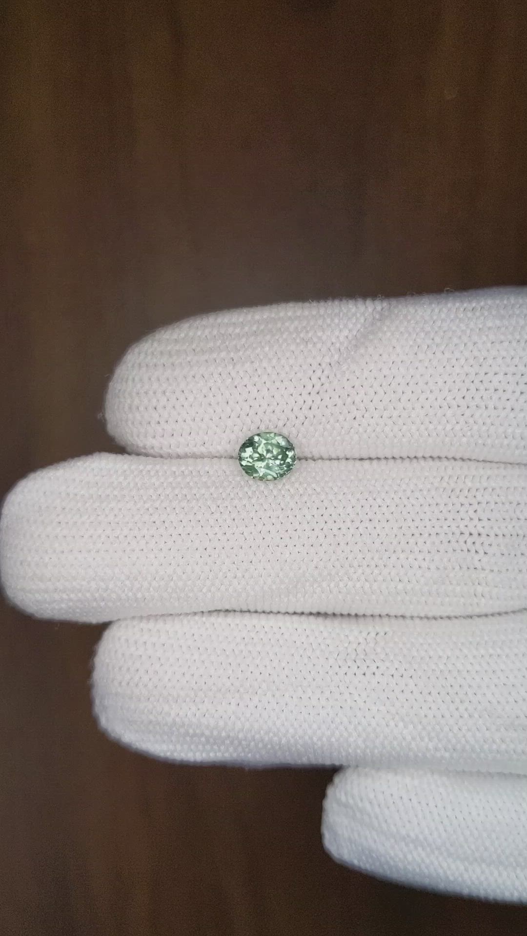 0.71 Ct. Bluish Green Sapphire from Montana Size Video