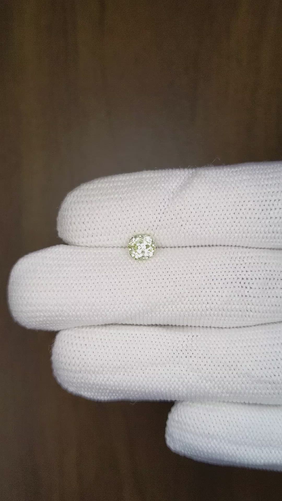 0.88 Ct. Yellowish Green Sapphire from Montana Size Video