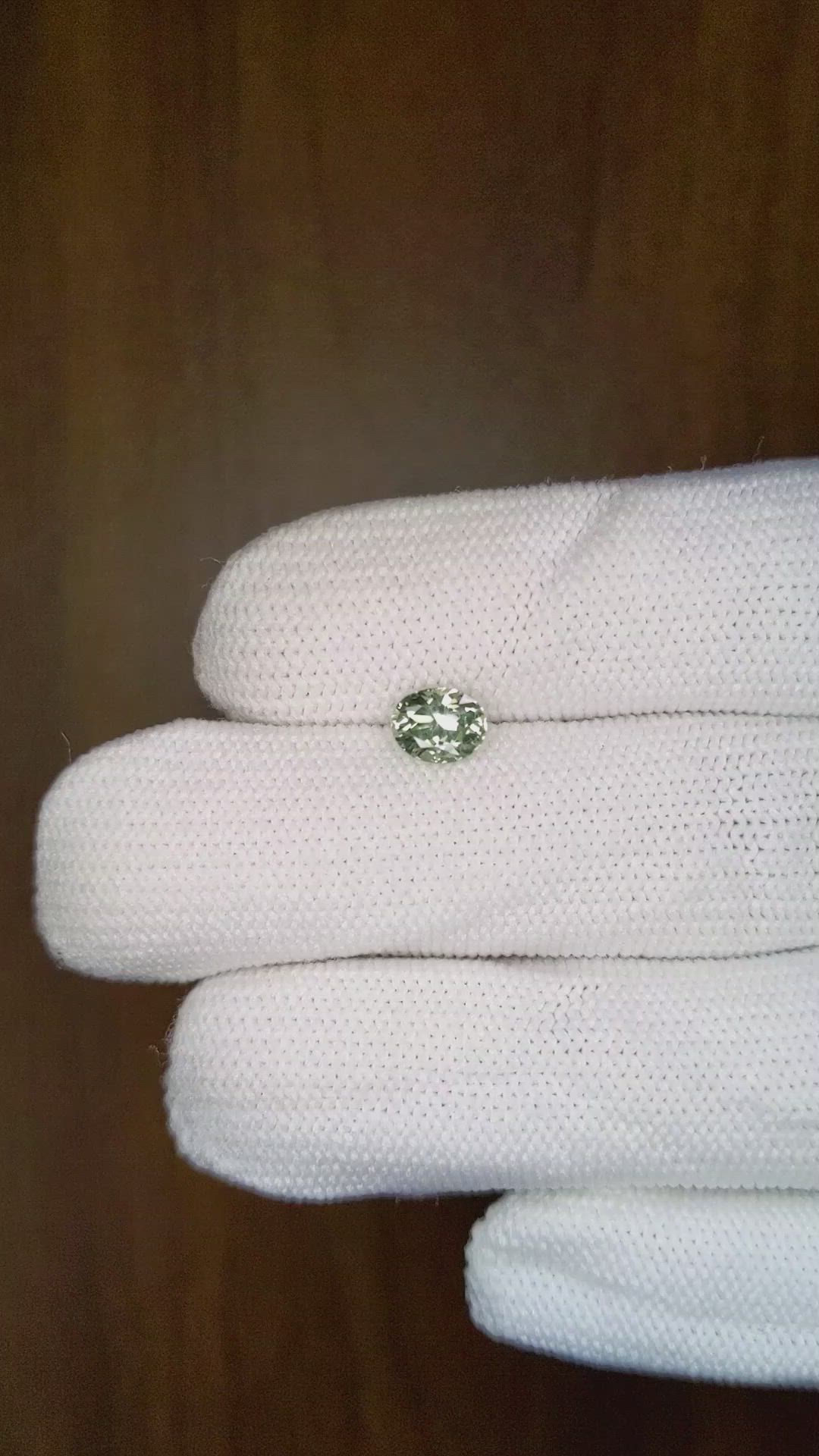 0.93 Ct. Green Sapphire from Montana Size Video