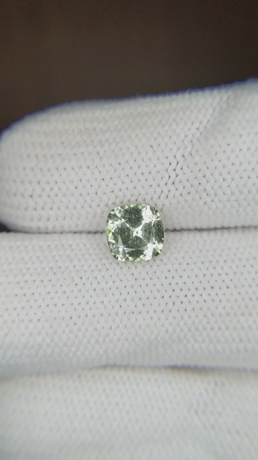 1.27 Ct. Yellowish Green Sapphire from Montana Size Video