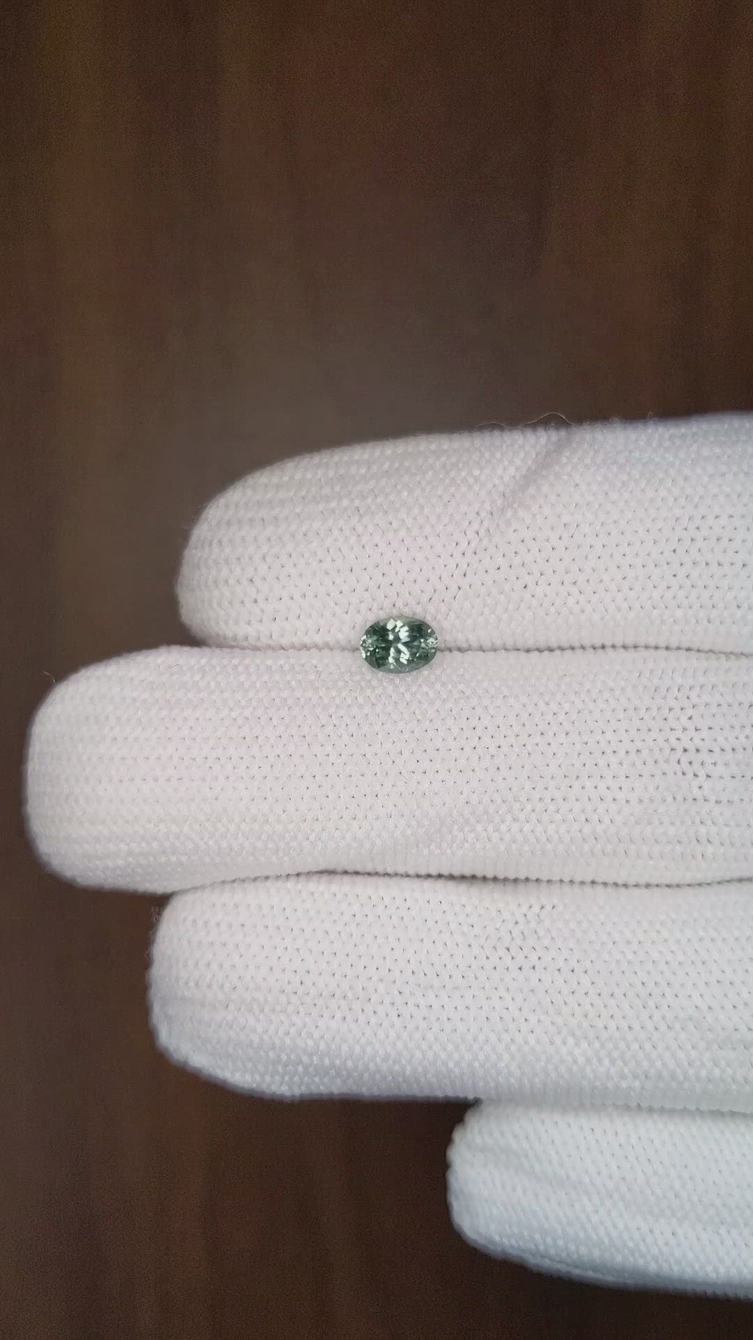 0.51 Ct. Bluish Green Sapphire from Montana Size Video