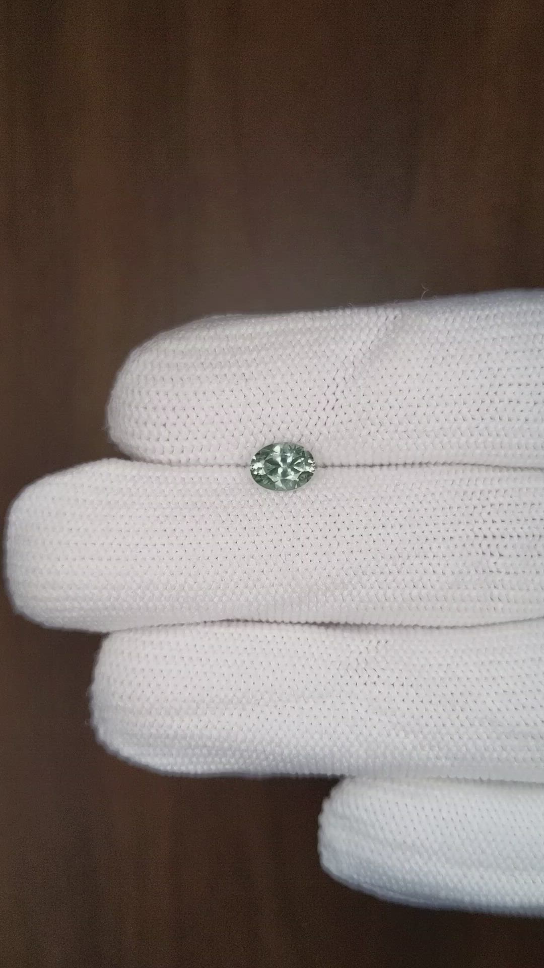 0.75 Ct. Bluish Green Sapphire from Montana Size Video