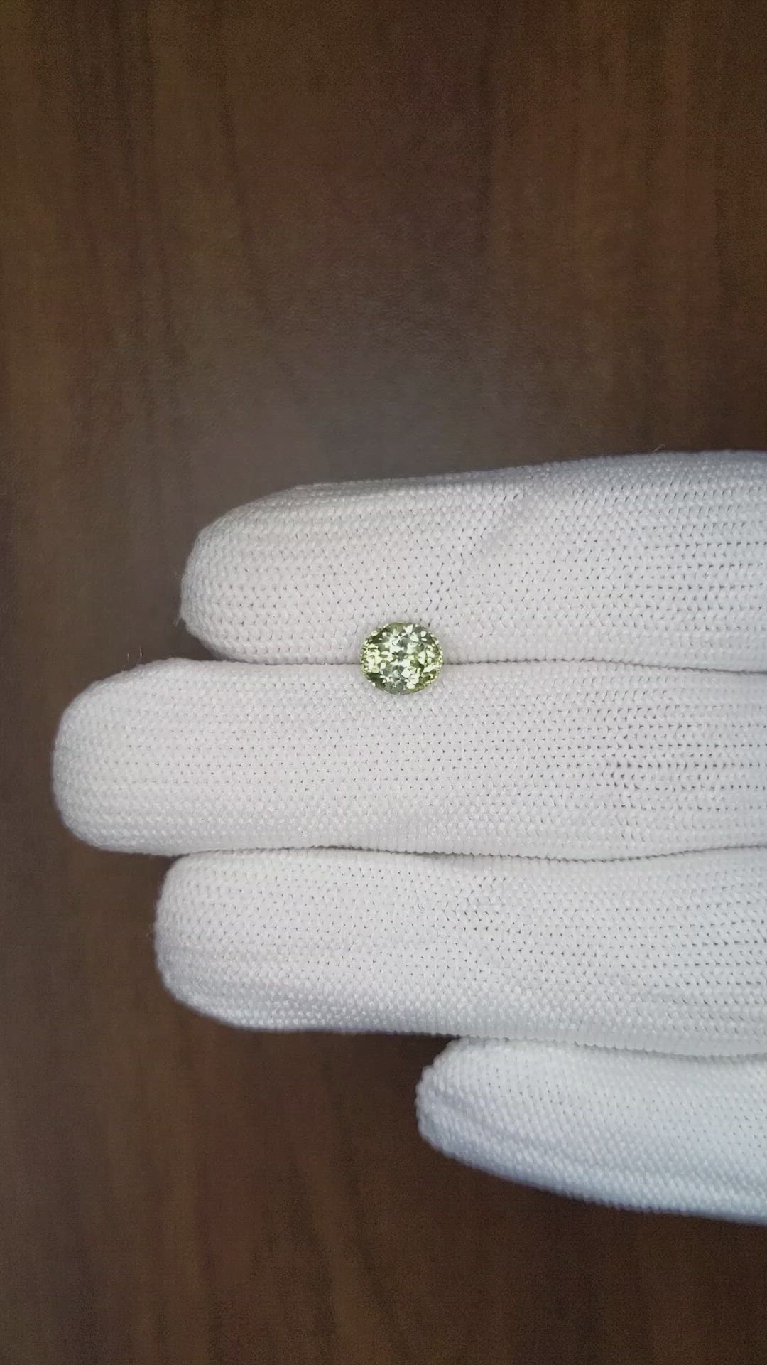 1.43 Ct. Yellowish Green Sapphire from Montana Size Video