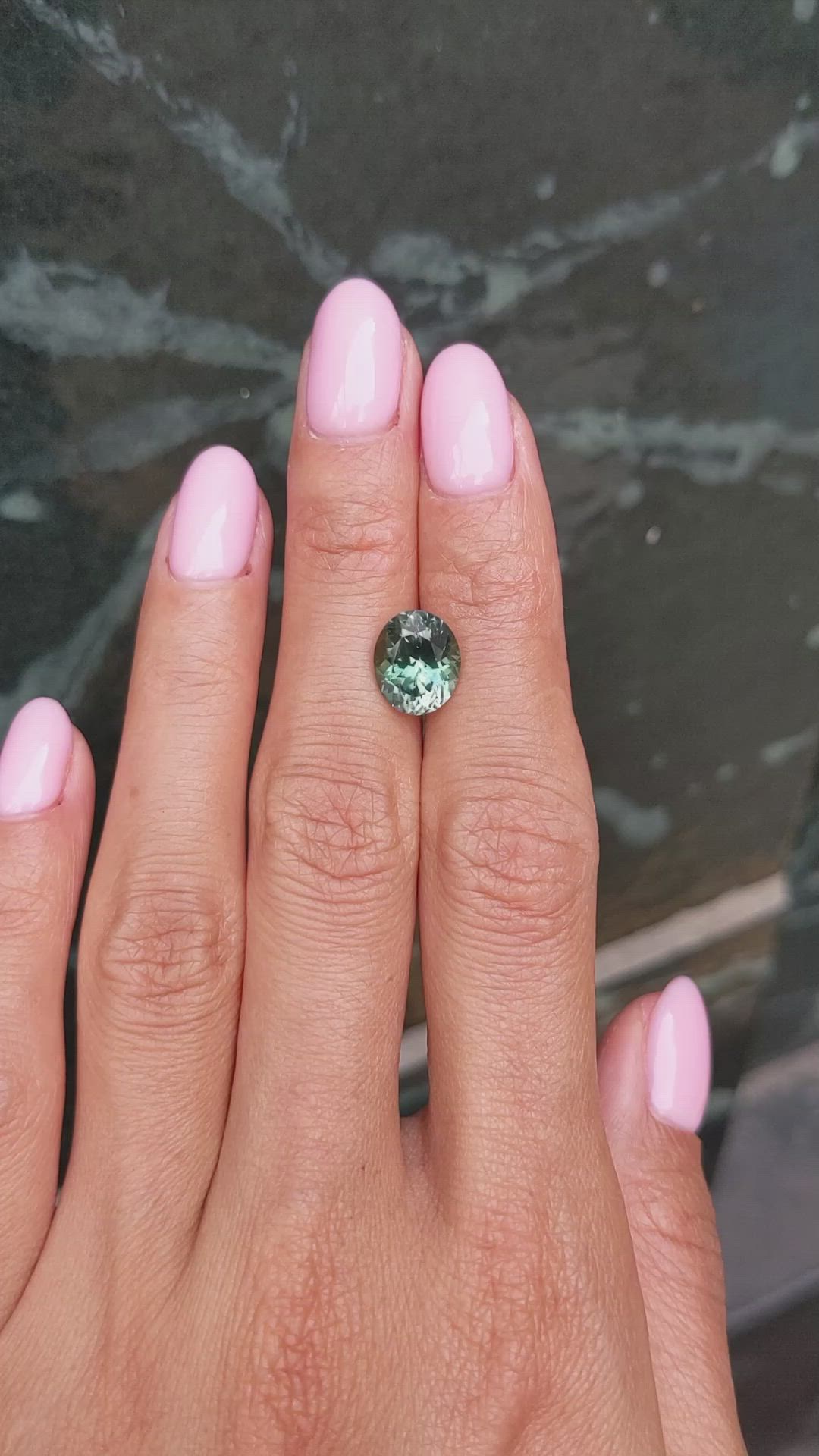 3.90 Ct. Bluish Green Sapphire from Montana Size Video