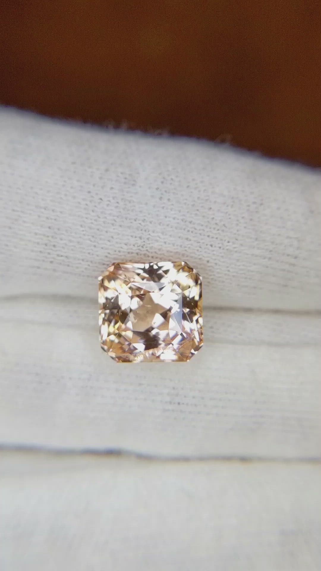 7.11 Ct. Peach Sapphire from Ceylon (Sri Lanka) Size Video