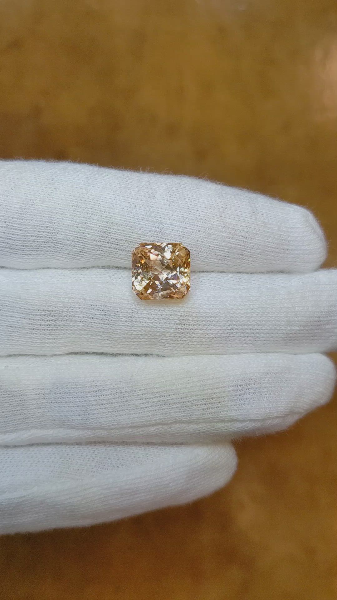 7.11 Ct. Peach Sapphire from Ceylon (Sri Lanka) Size Video