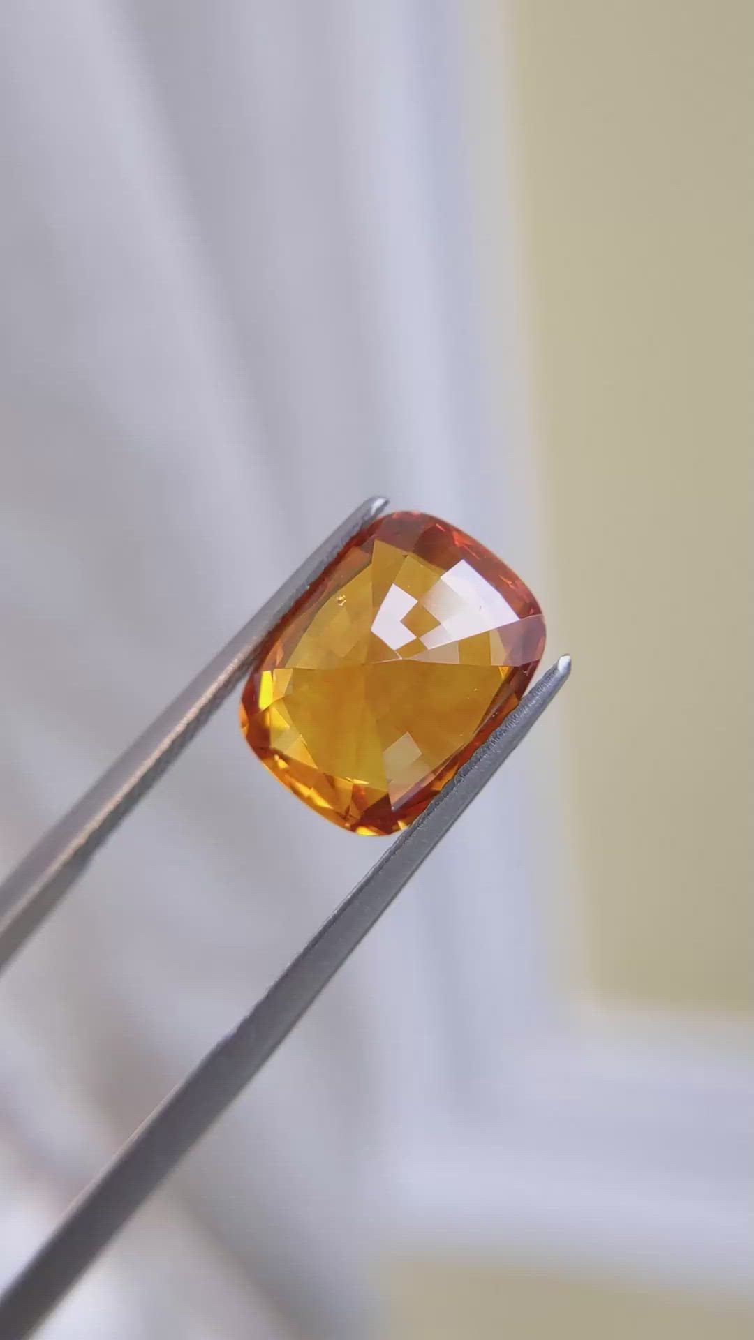 7.21 Ct. Orange Sapphire from Ceylon (Sri Lanka) Size Video