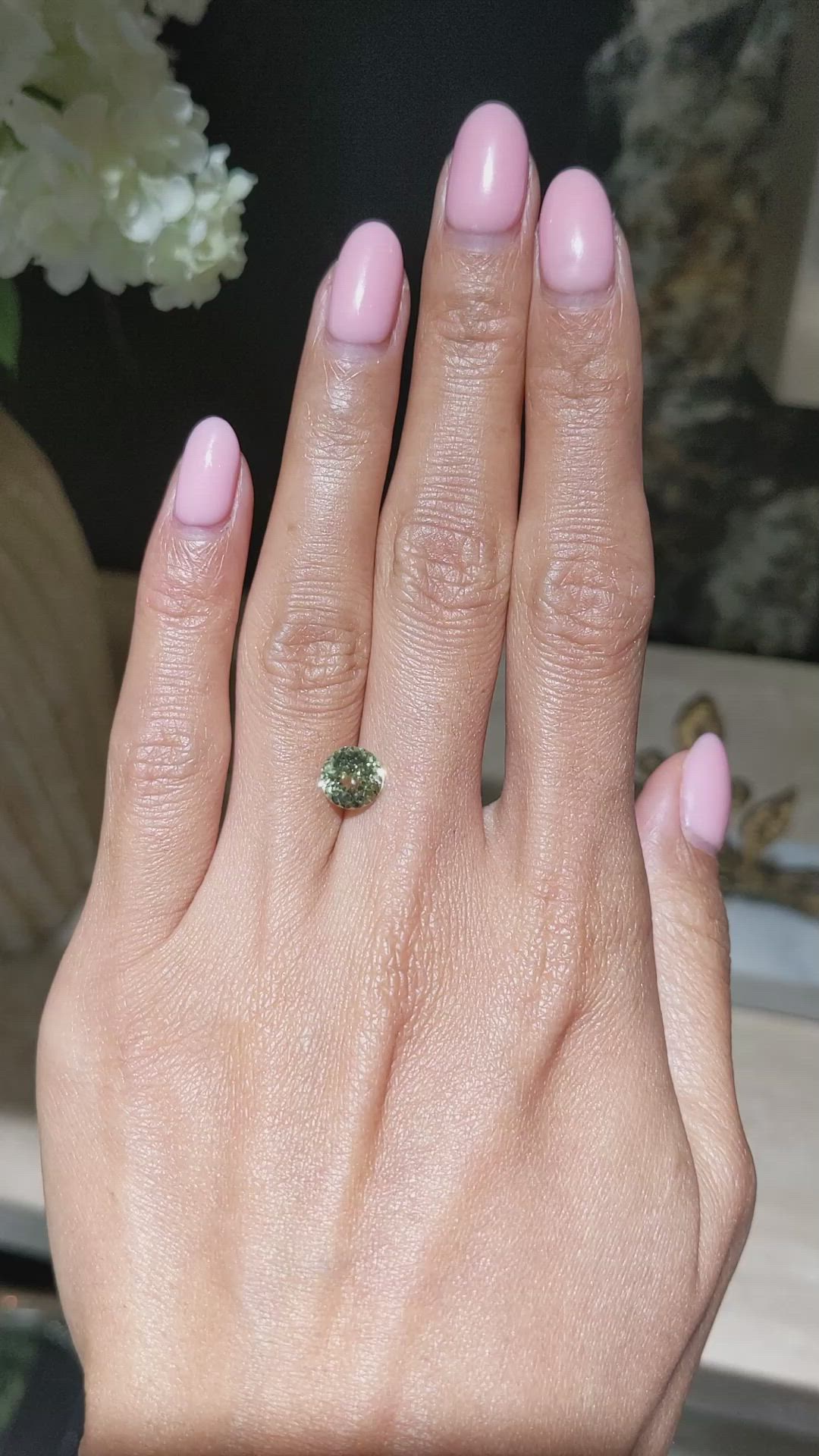 2.07 Ct. Yellowish Green Sapphire from Ceylon (Sri Lanka) Size Video