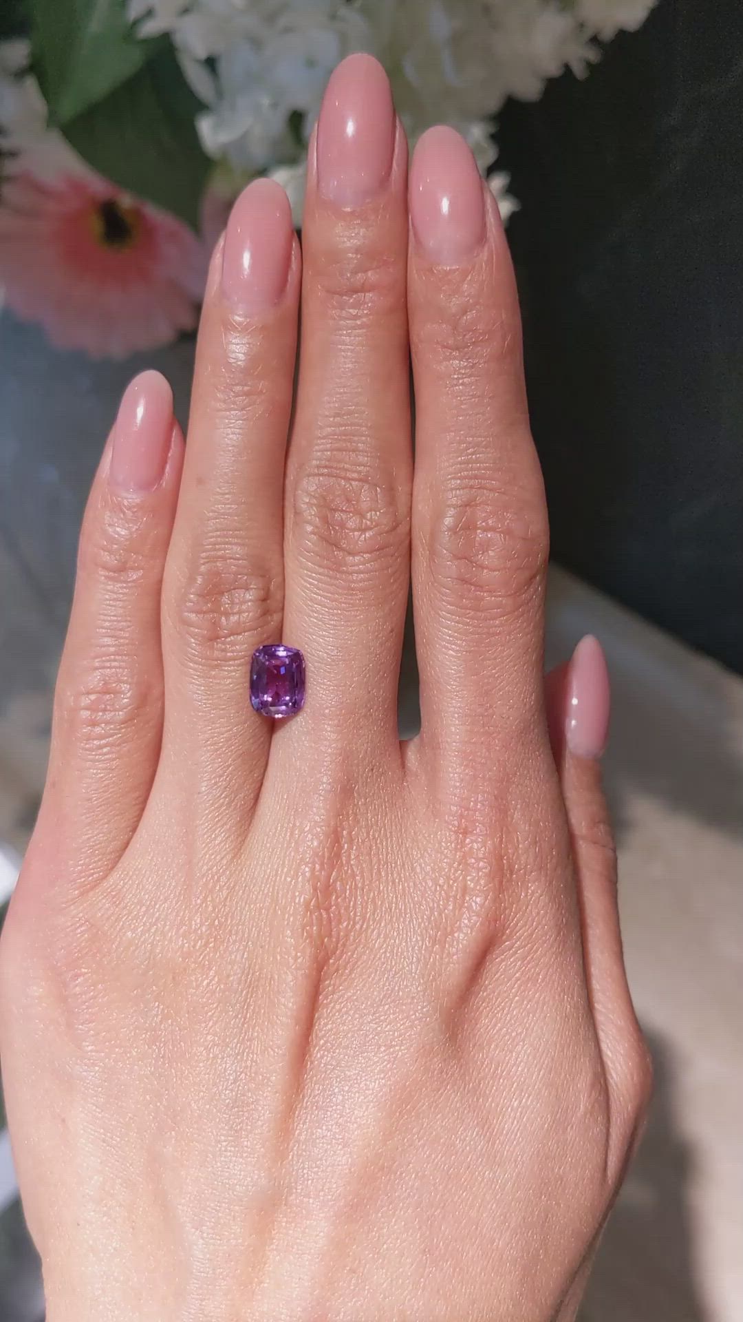 2.57 Ct. Pinkish Purple Sapphire from Madagascar Size Video