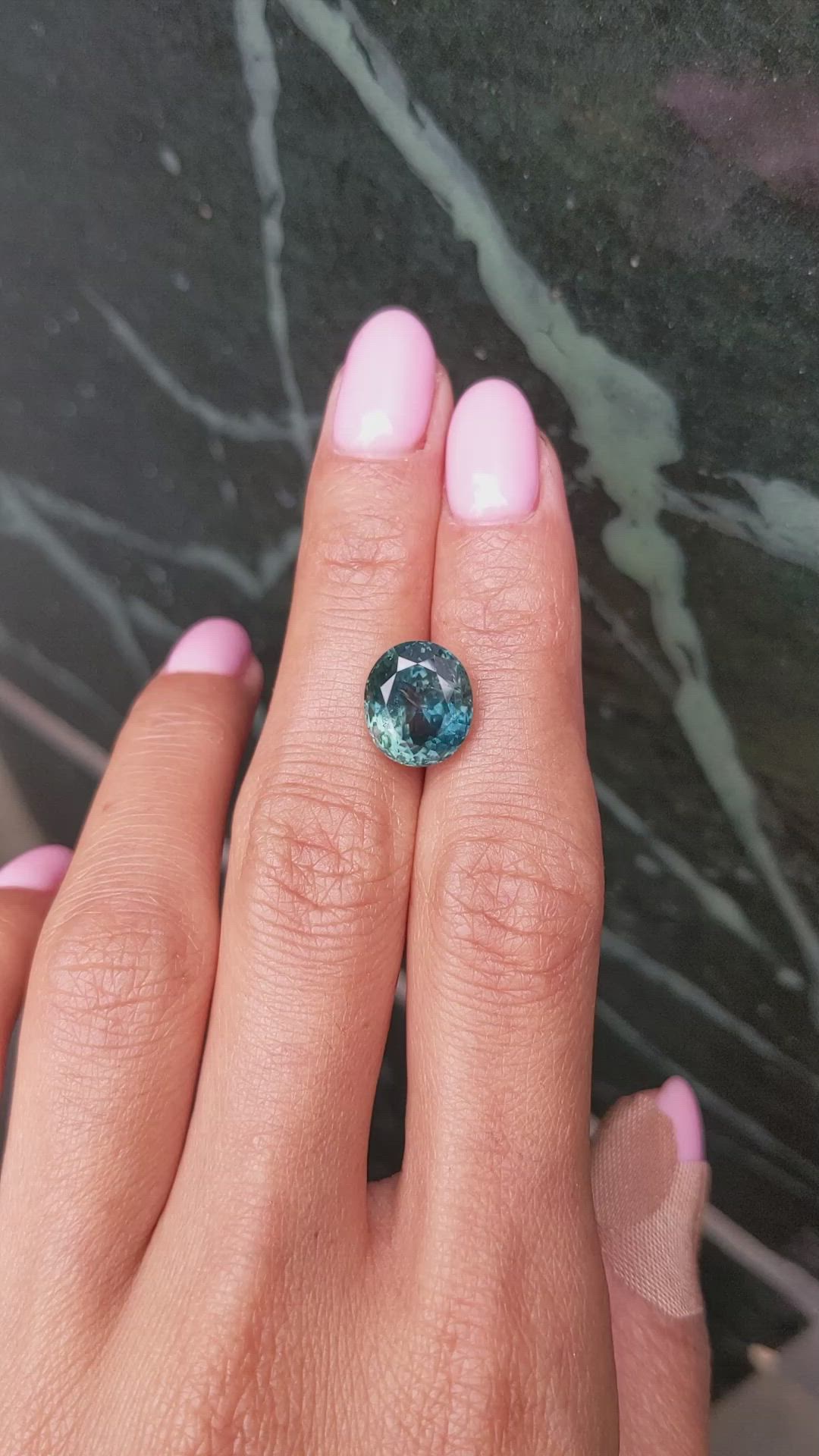 6.96 Ct. Bluish Green Sapphire from Montana Size Video