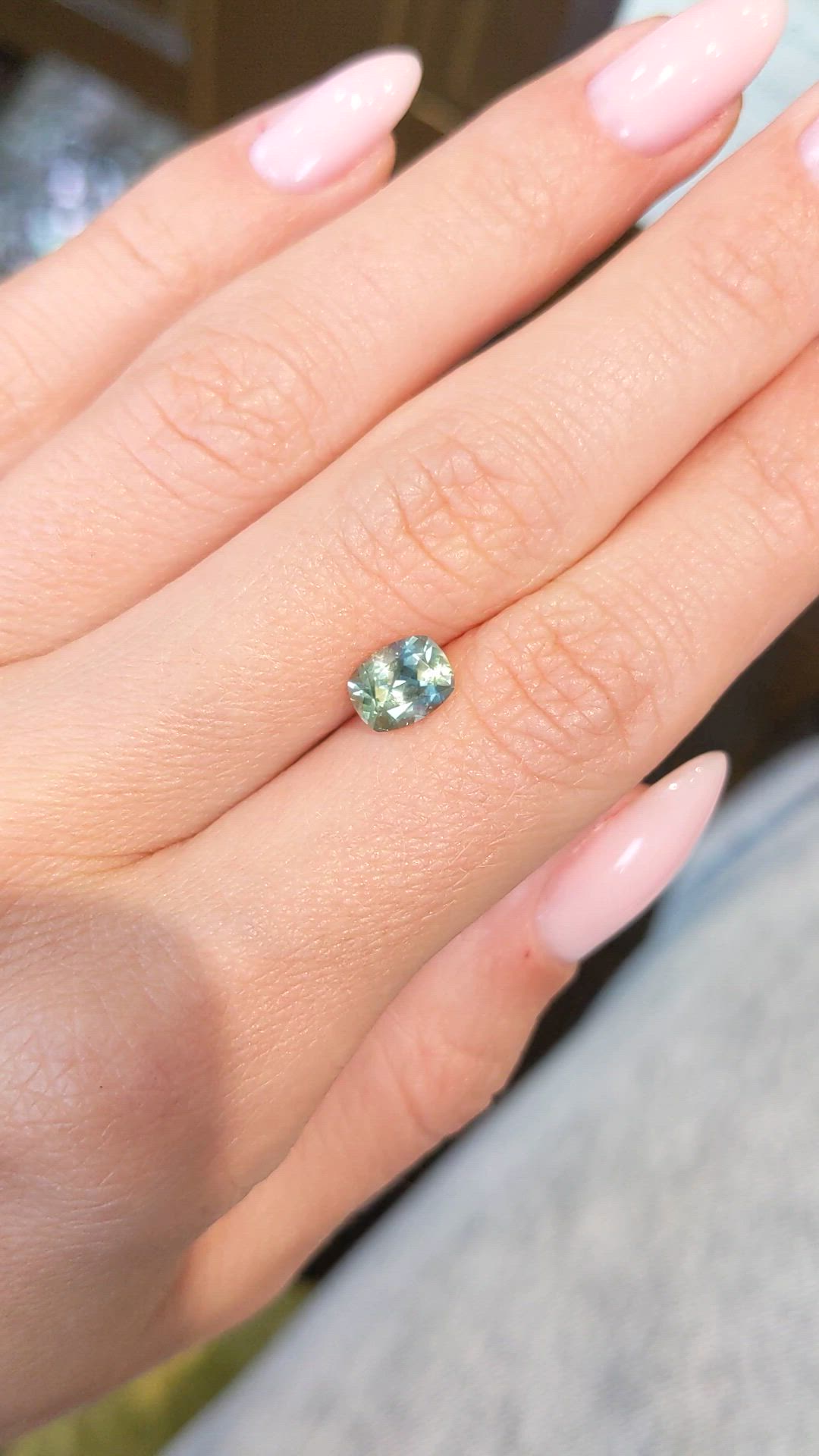 1.26 Ct. Green Sapphire from Montana Size Video