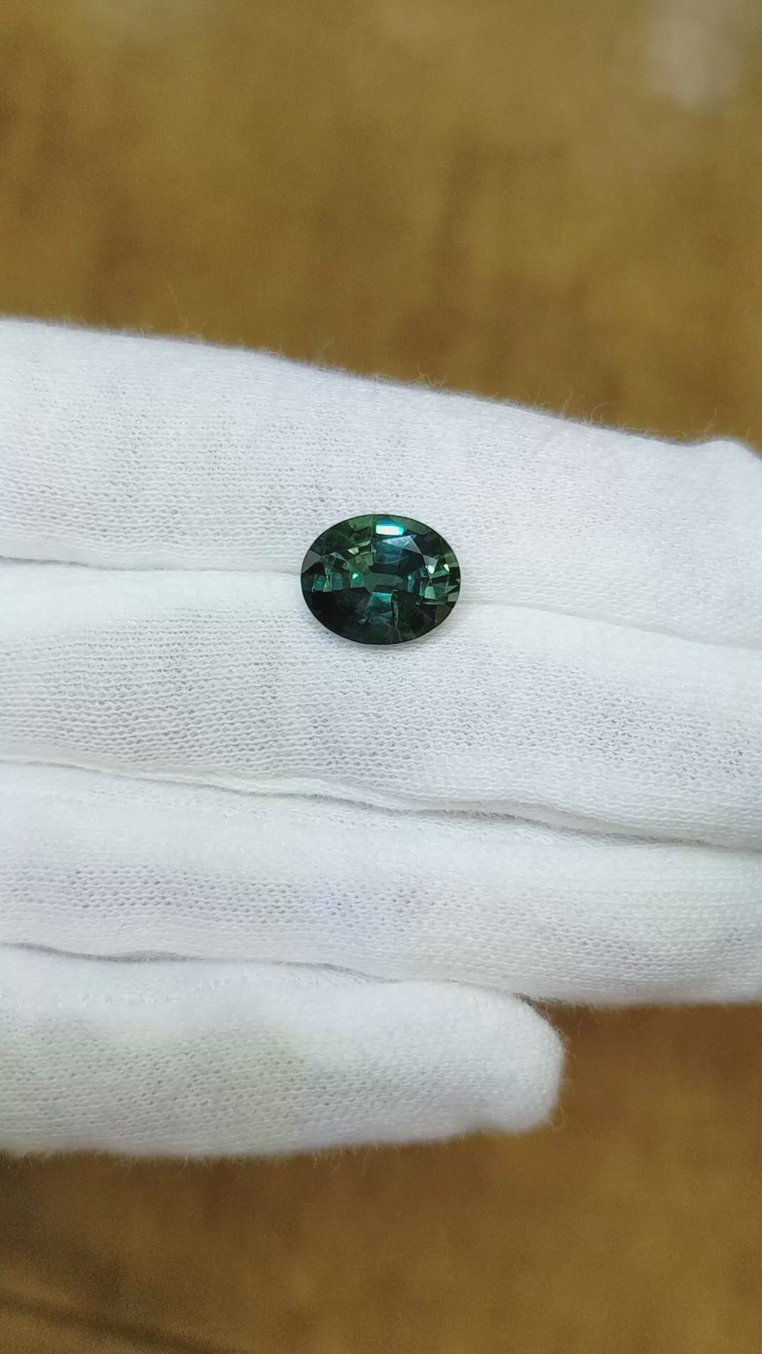5.47 Ct. Bluish Green Sapphire from Madagascar Size Video