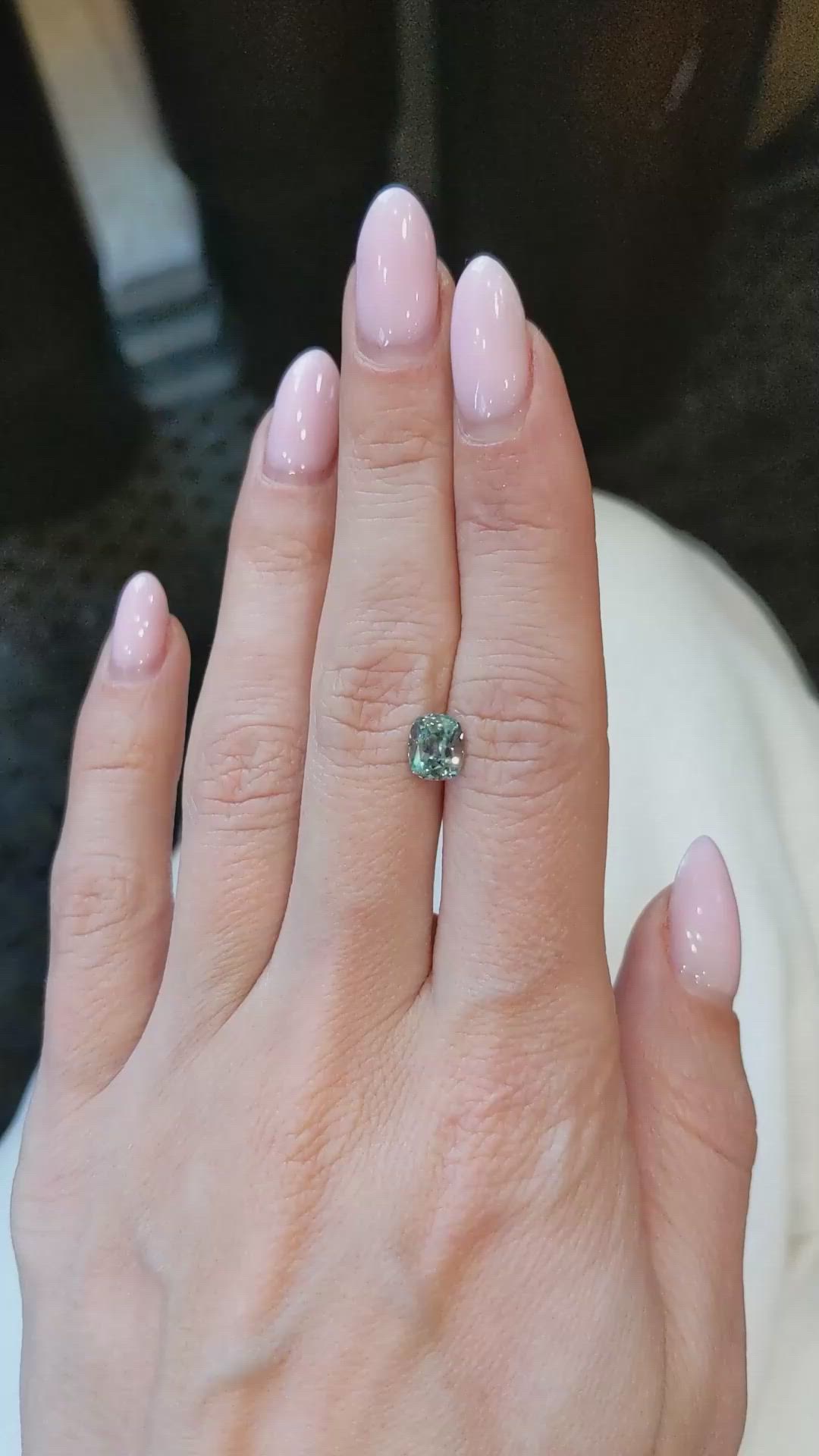 1.56 Ct. Bluish Green Sapphire from Montana Size Video