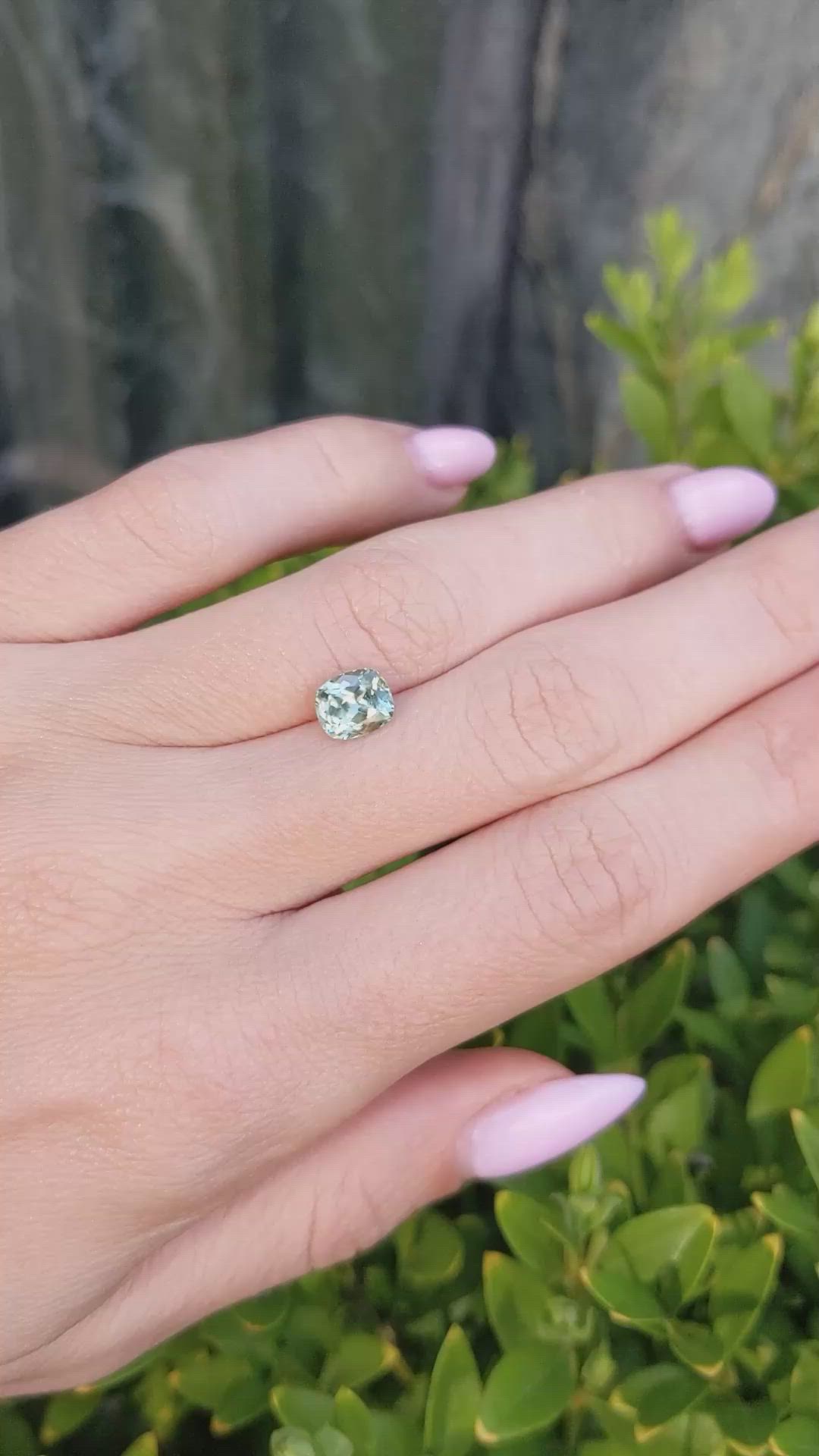 1.56 Ct. Bluish Green Sapphire from Montana Size Video