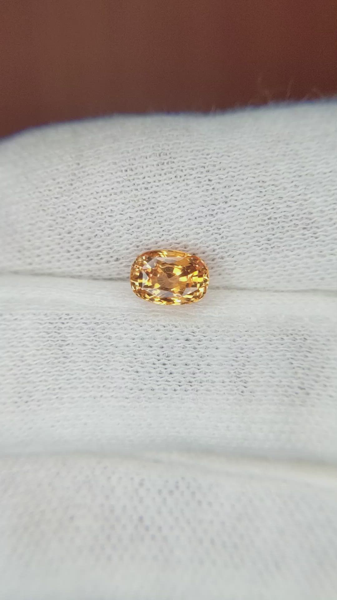 1.38 Ct. Orange Sapphire from Ceylon (Sri Lanka) Size Video