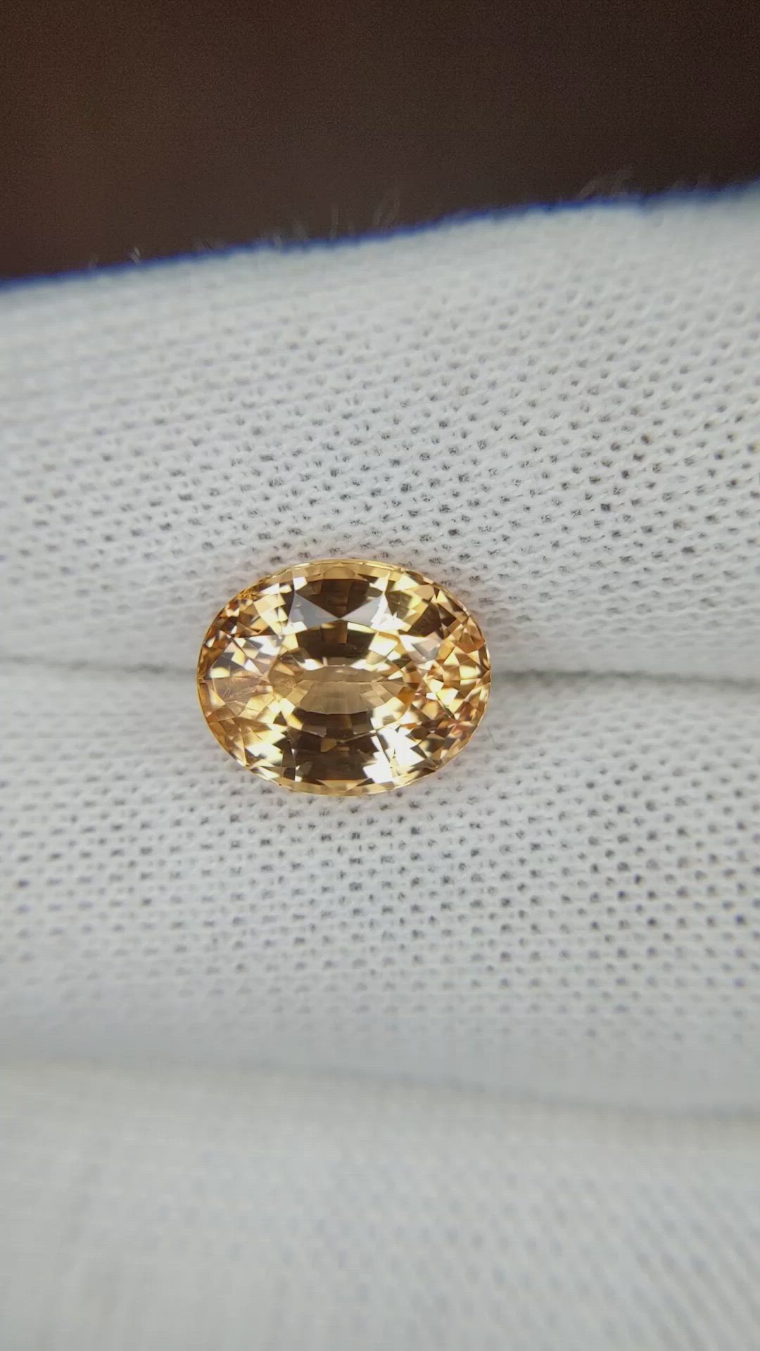5.66 Ct. Peach Sapphire from Ceylon (Sri Lanka) Size Video
