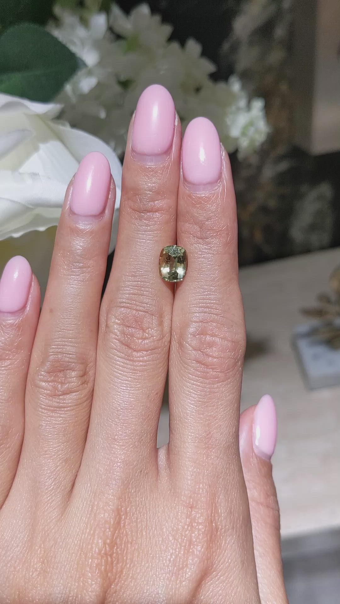 2.09 Ct. Yellowish Green Sapphire from Madagascar Size Video