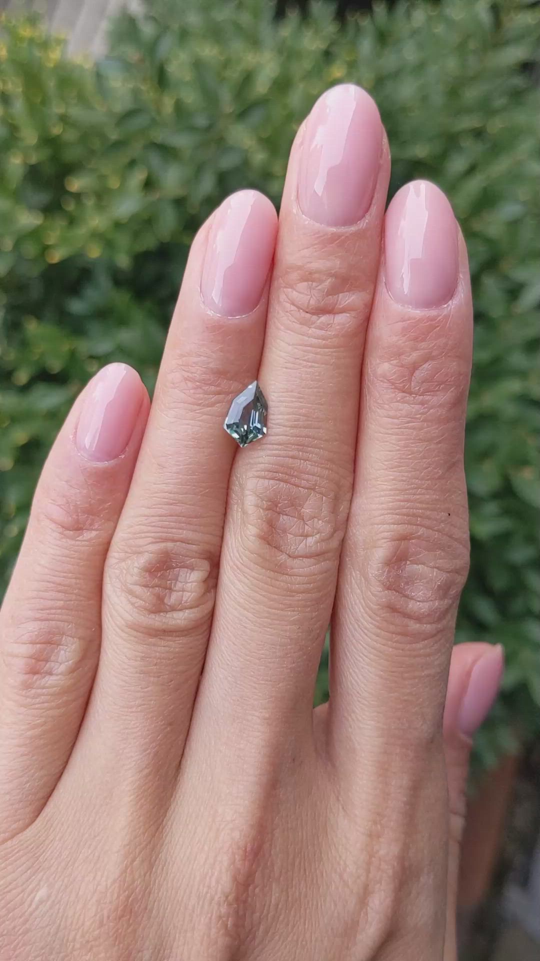 1.23 Ct. Bluish Green Sapphire from Madagascar Size Video