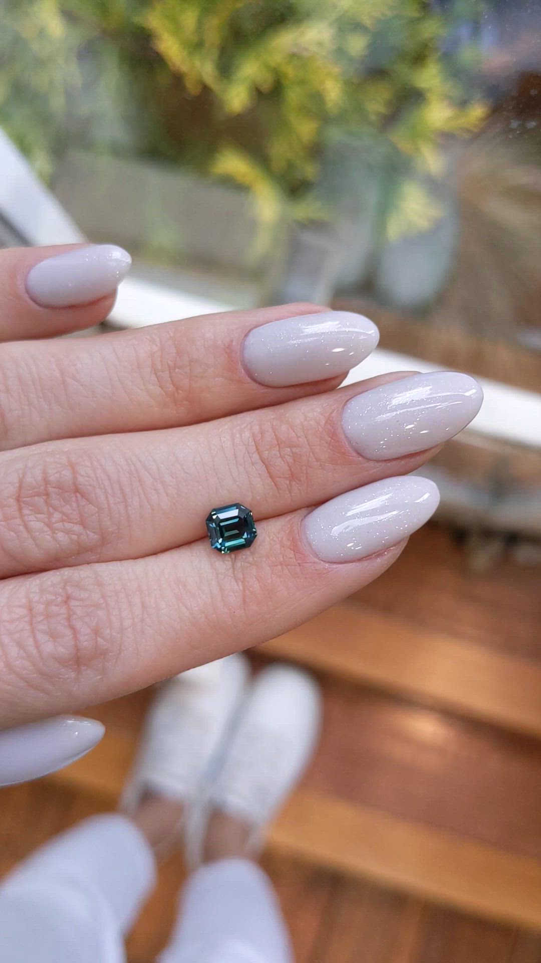 1.07 Ct. Bluish Green Sapphire from Ceylon (Sri Lanka) Size Video