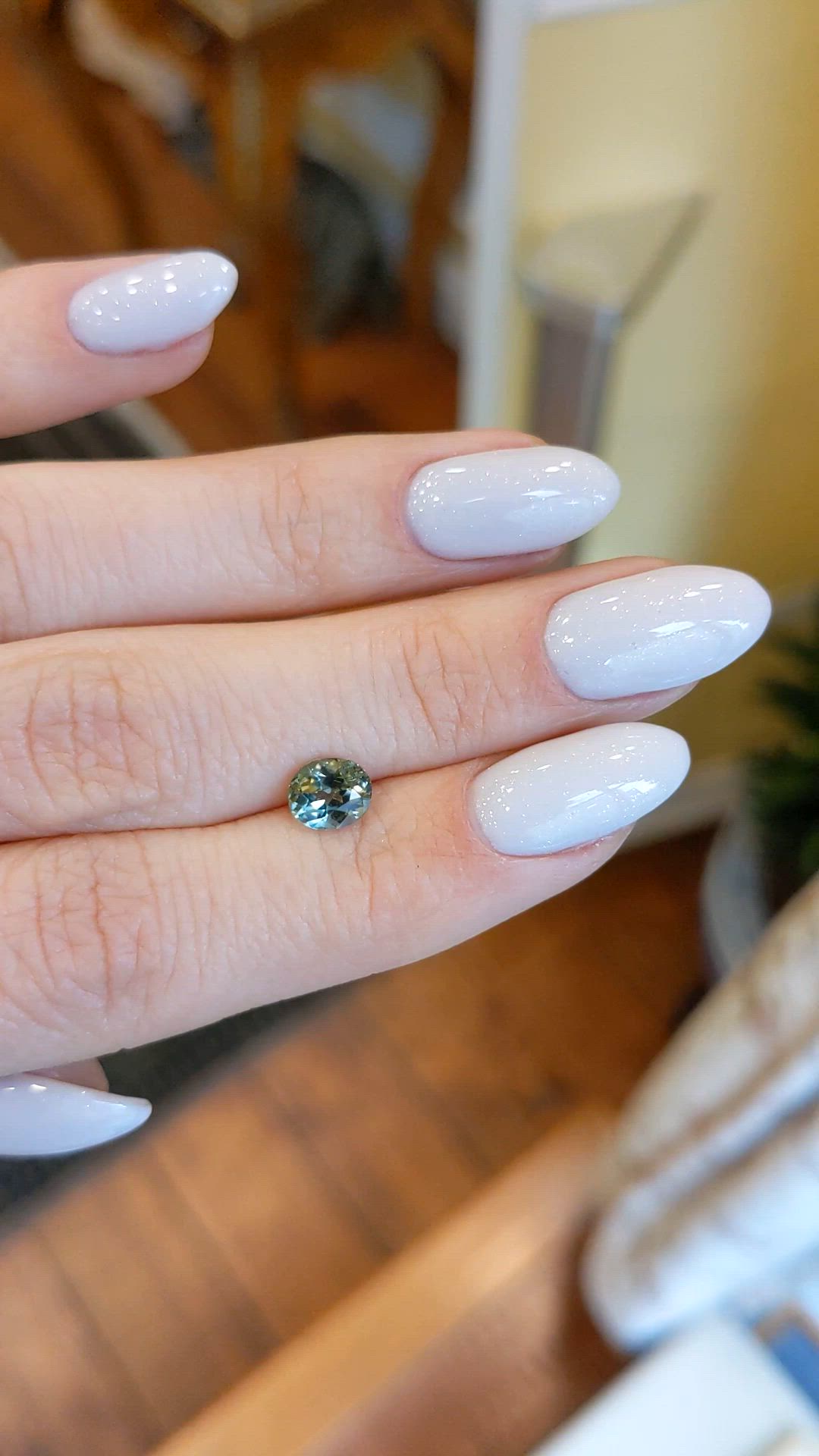 1.08 Ct. Bluish Green Sapphire from Madagascar Size Video